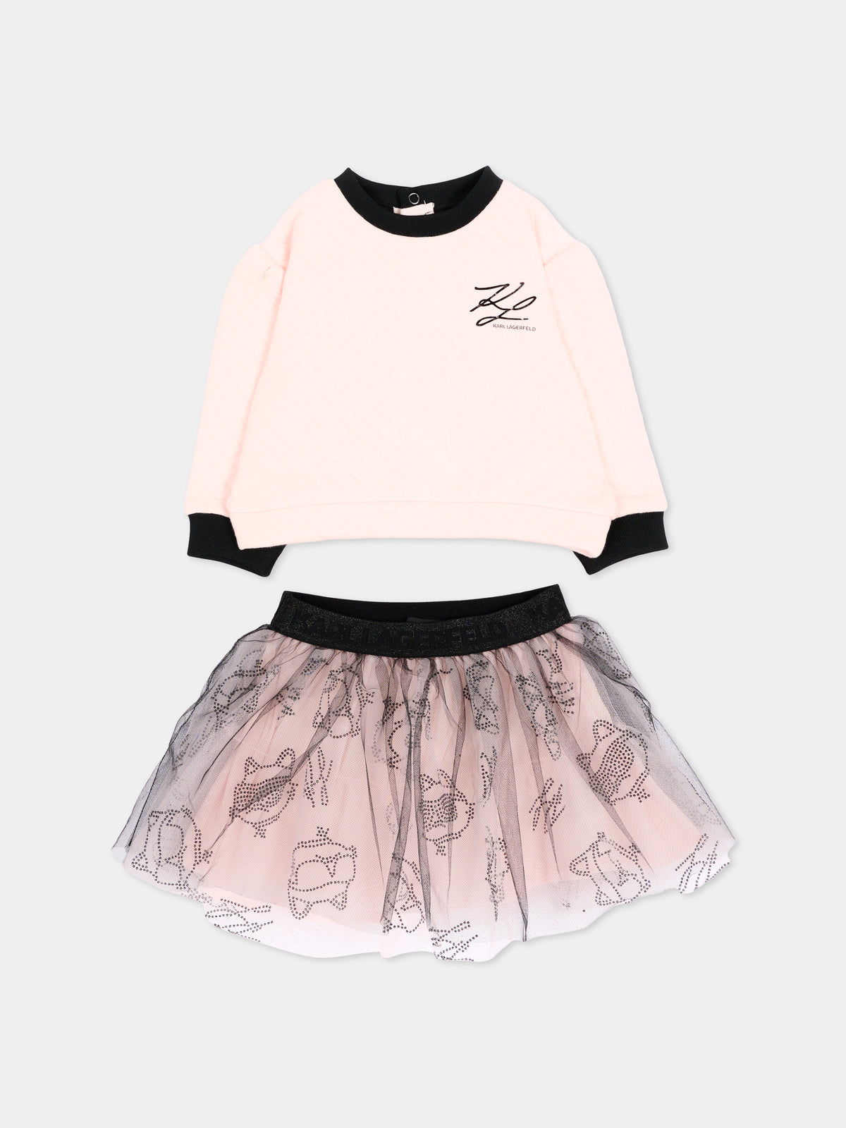 Completo elegante rosa per neonata con tulle,Karl Lagerfeld Kids,Z31281 M94