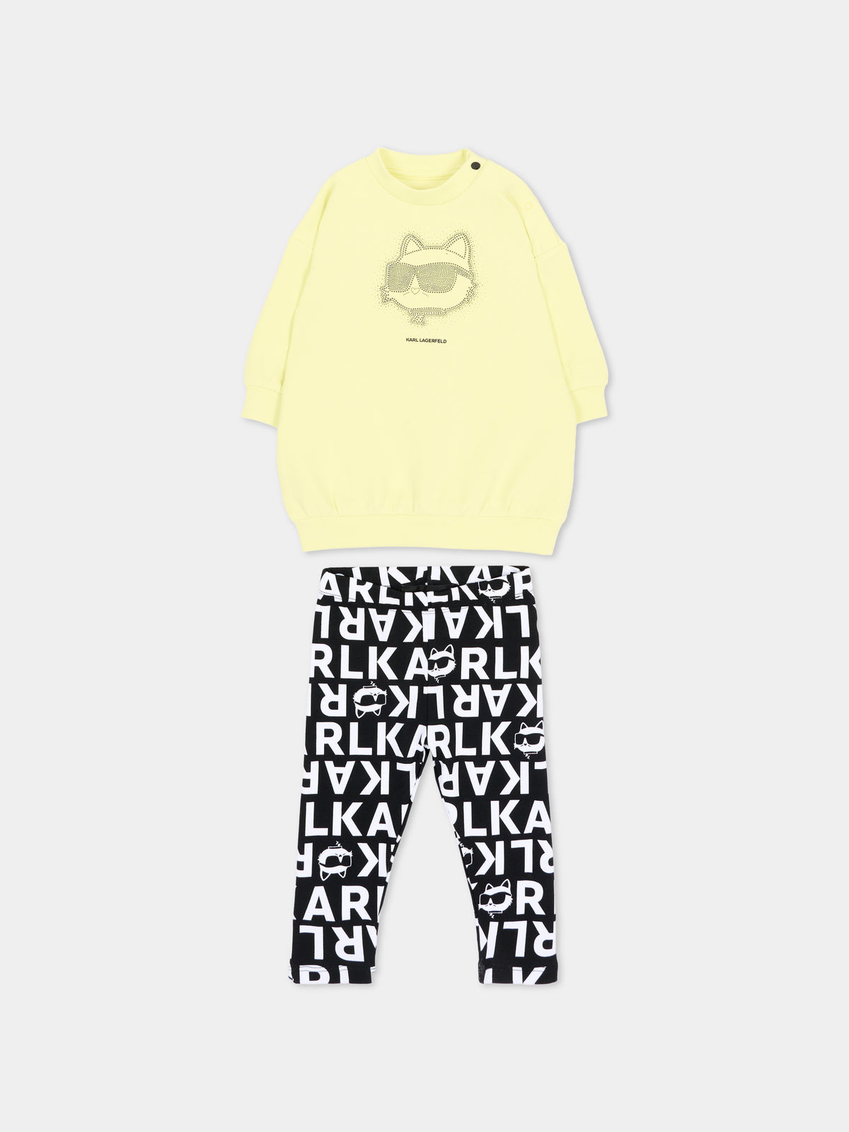 Completo sportivo lungo giallo per neonata con logo,Karl Lagerfeld Kids,Z31295 532