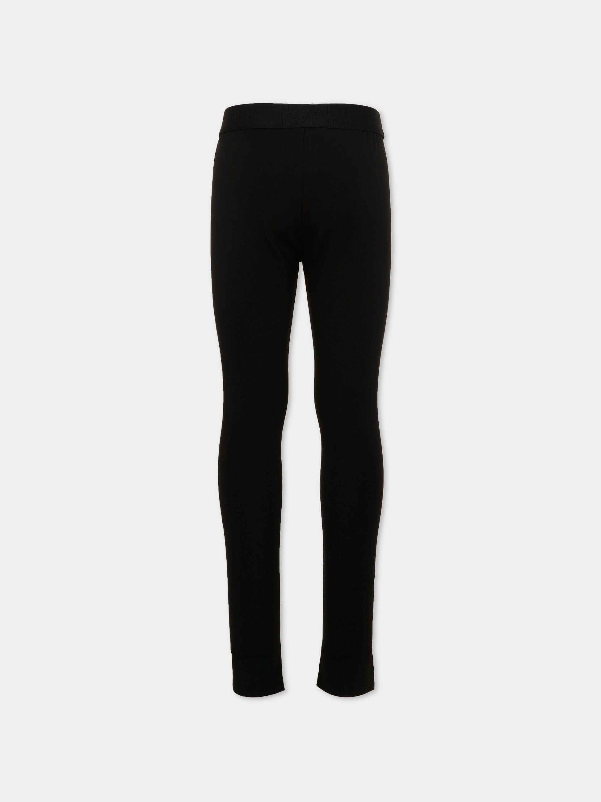 Leggings nero per bambina con logo,Karl Lagerfeld Kids,Z31317 09B