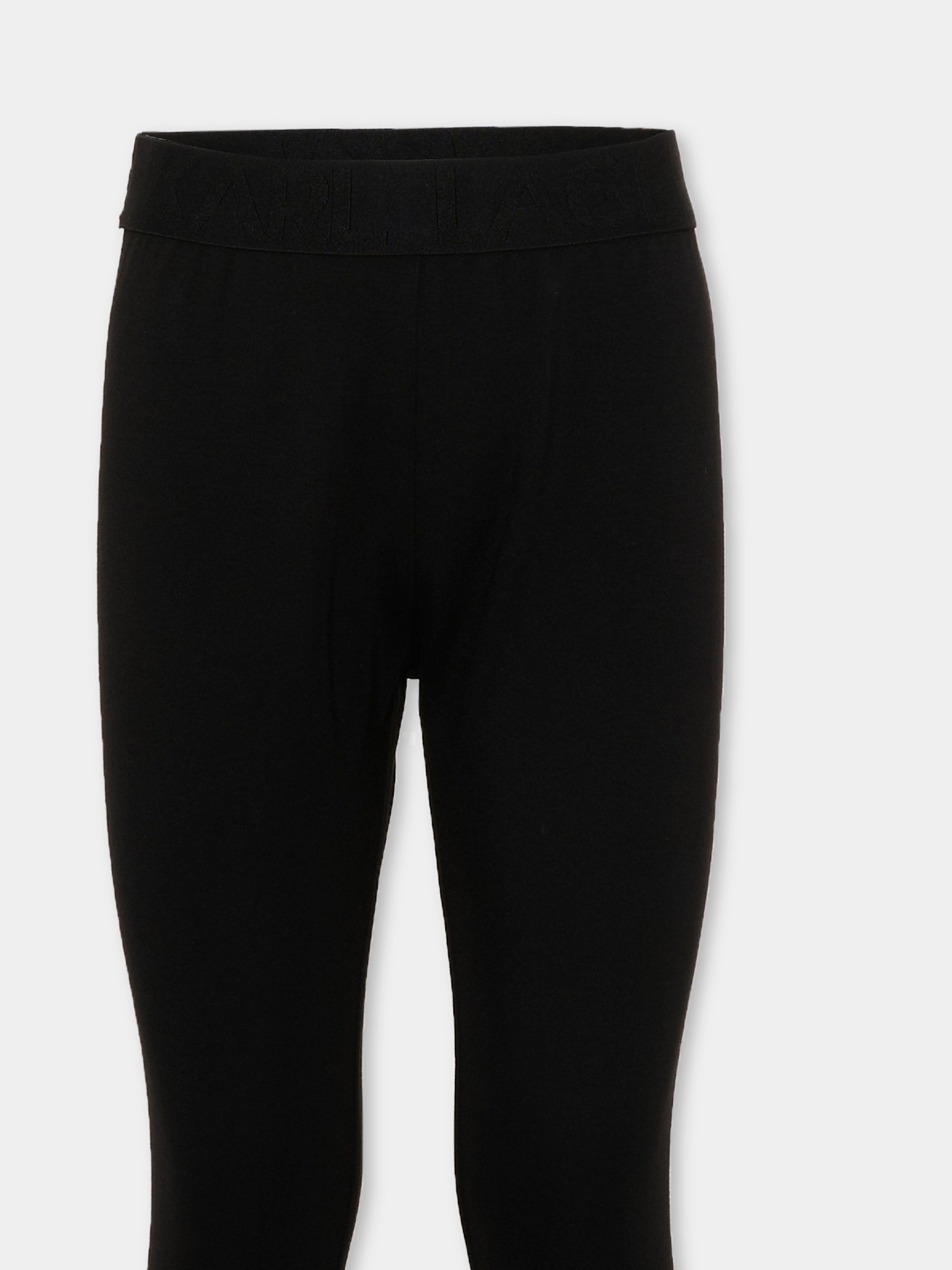 Leggings nero per bambina con logo,Karl Lagerfeld Kids,Z31317 09B