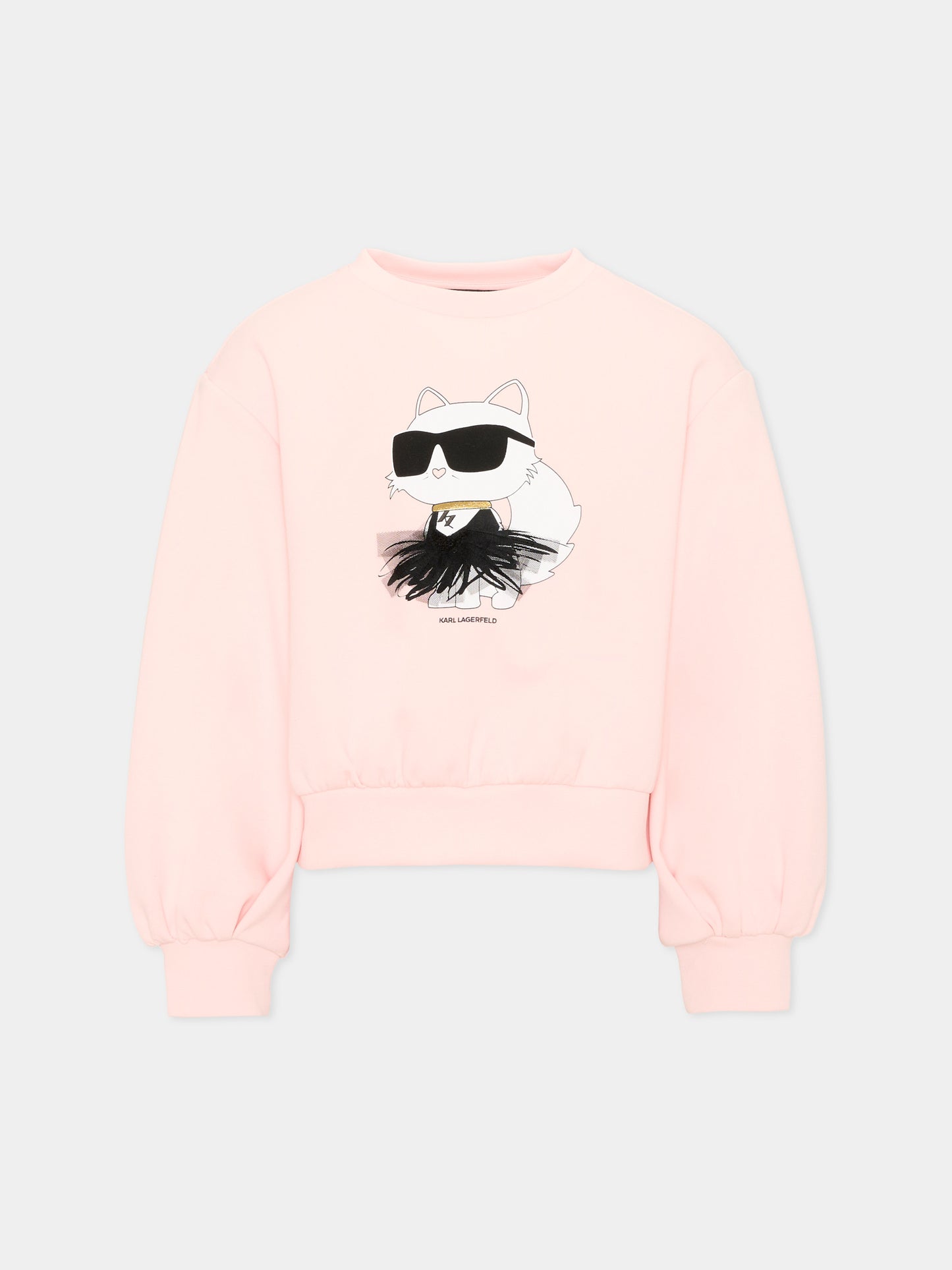Felpa rosa per bambina con Choupette,Karl Lagerfeld Kids,Z31318 471