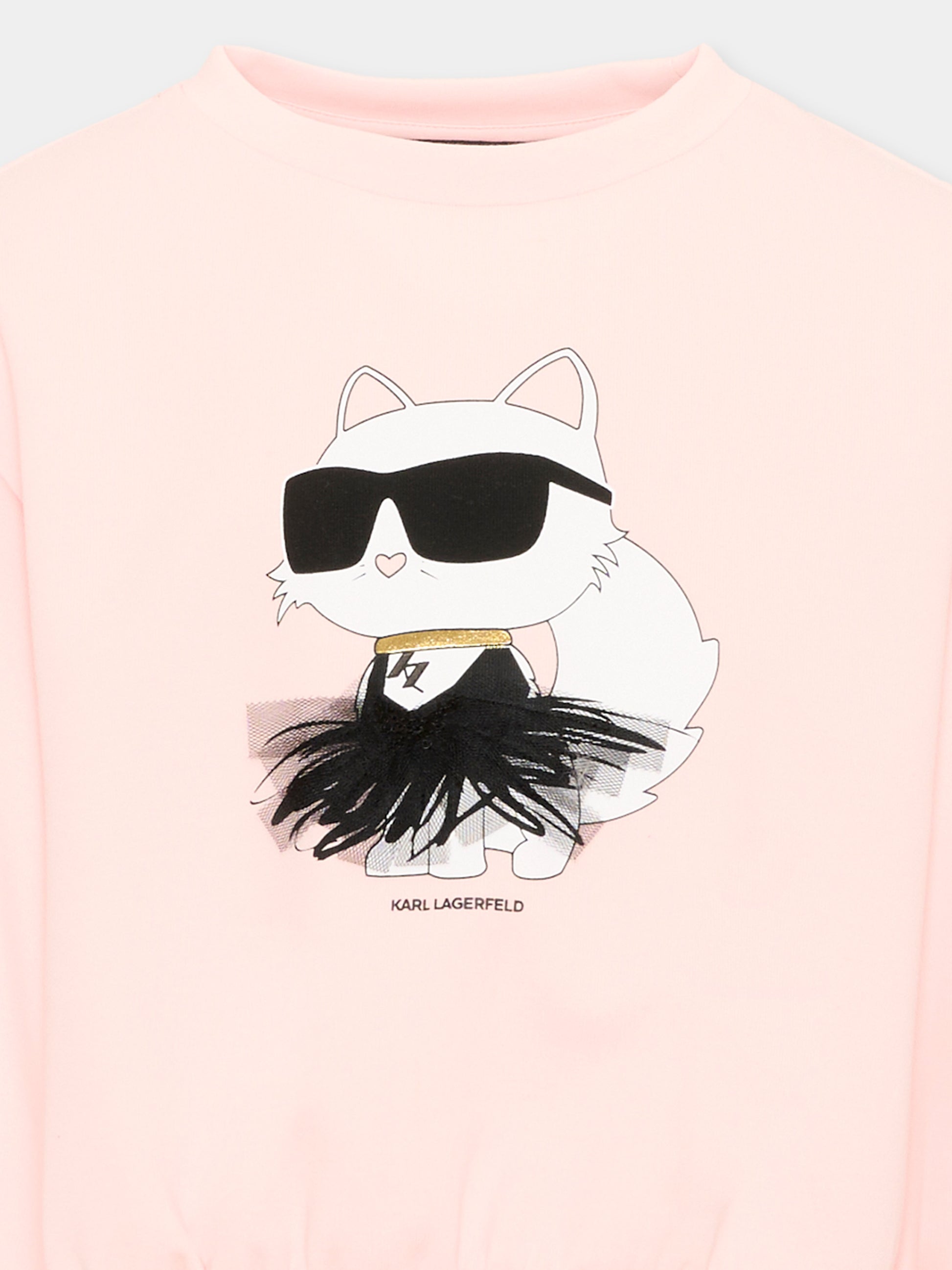 Felpa rosa per bambina con Choupette,Karl Lagerfeld Kids,Z31318 471