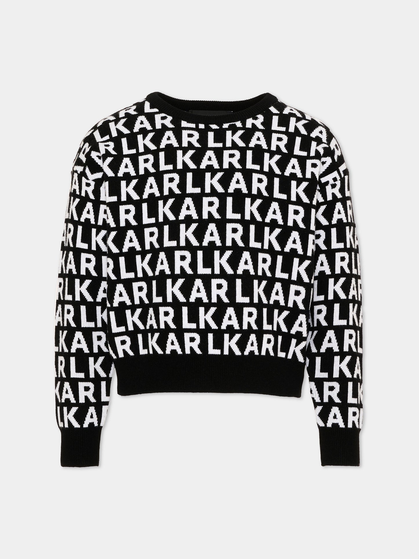 Maglione nero per bambina con logo,Karl Lagerfeld Kids,Z31325 M41