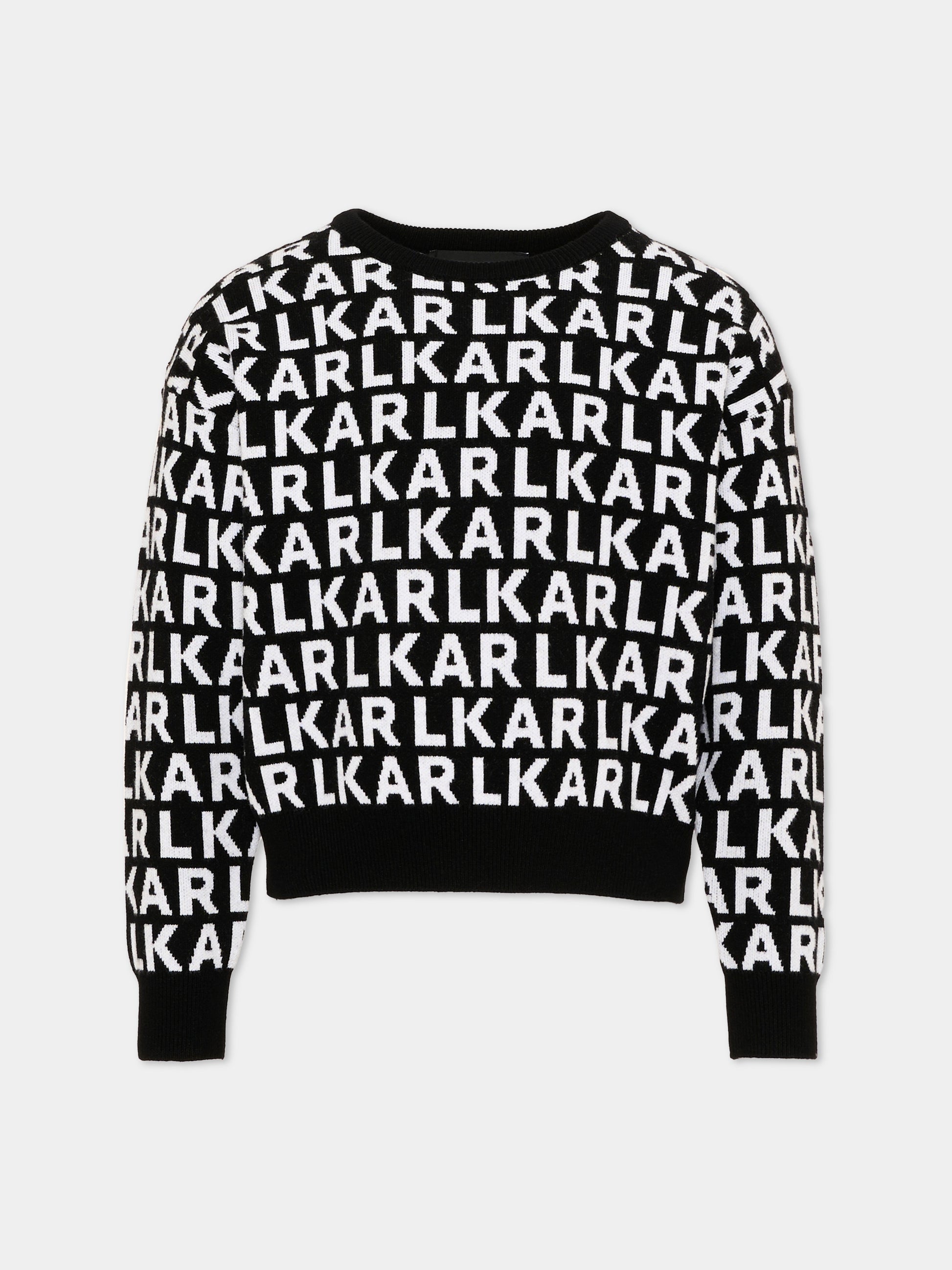 Maglione nero per bambina con logo,Karl Lagerfeld Kids,Z31325 M41
