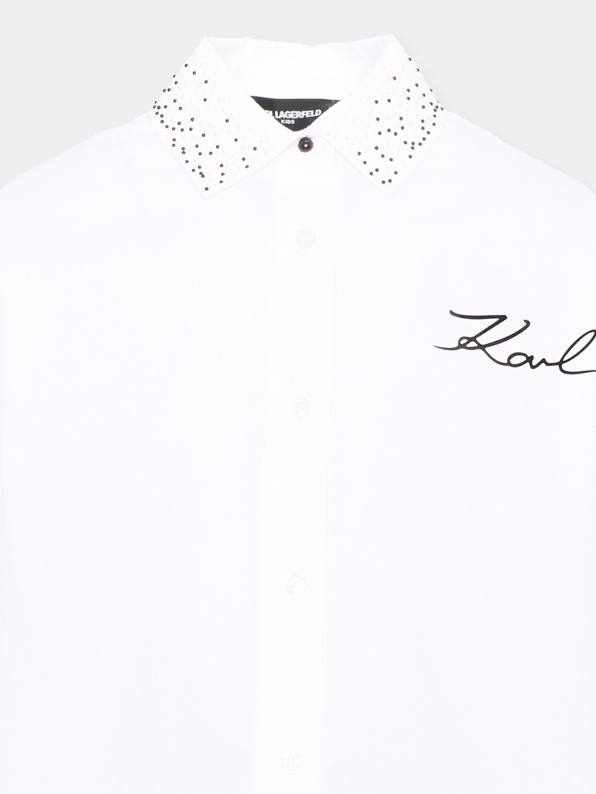 Vestito a manica lunga bianco con ricamo,Karl Lagerfeld Kids,Z31332 10P