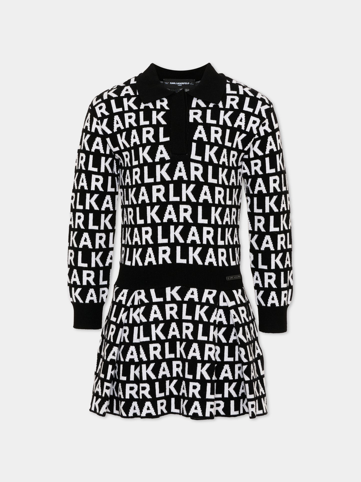 Vestito nero per bambina con logo,Karl Lagerfeld Kids,Z31338 M41