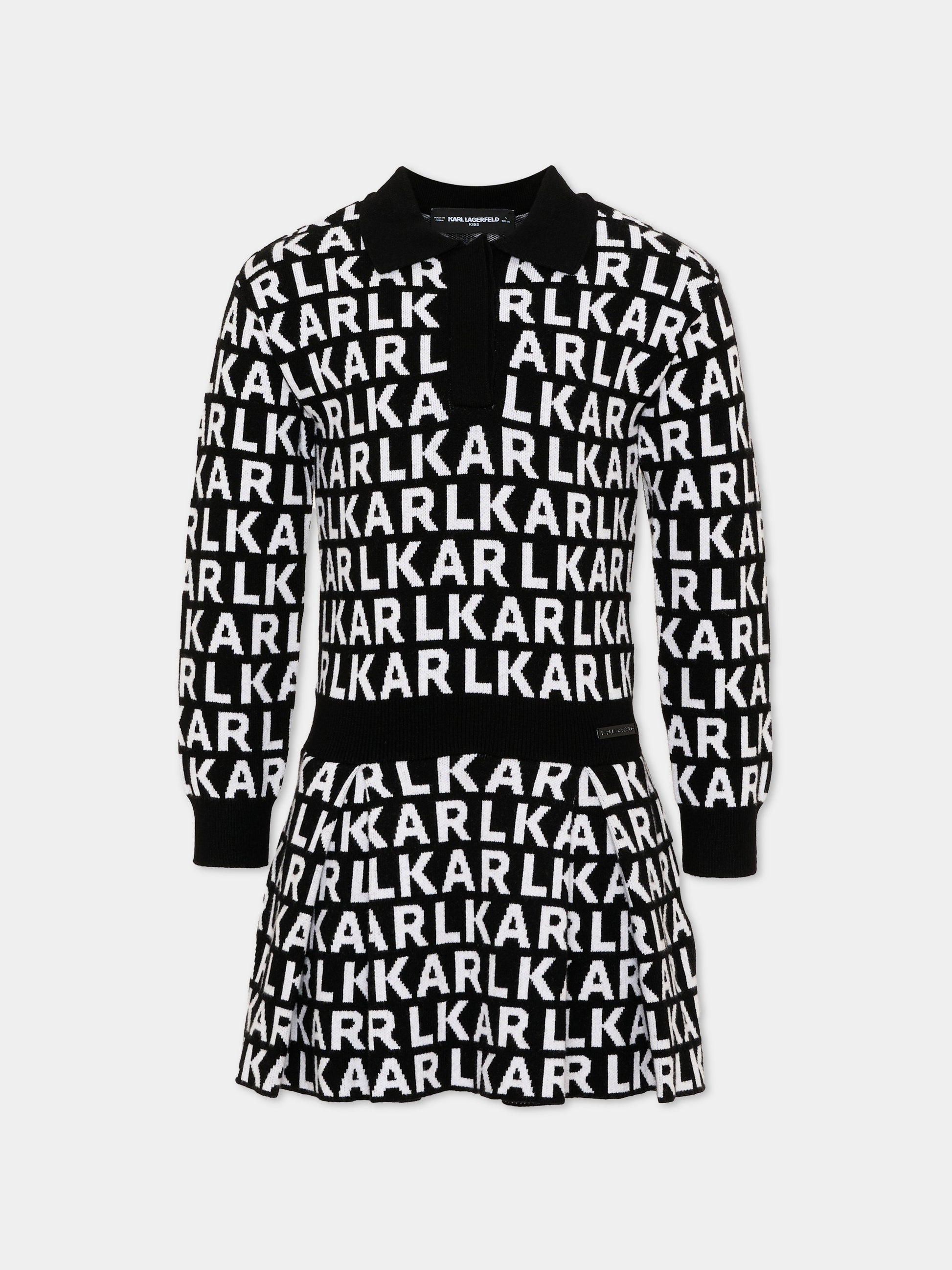 Vestito nero per bambina con logo,Karl Lagerfeld Kids,Z31338 M41