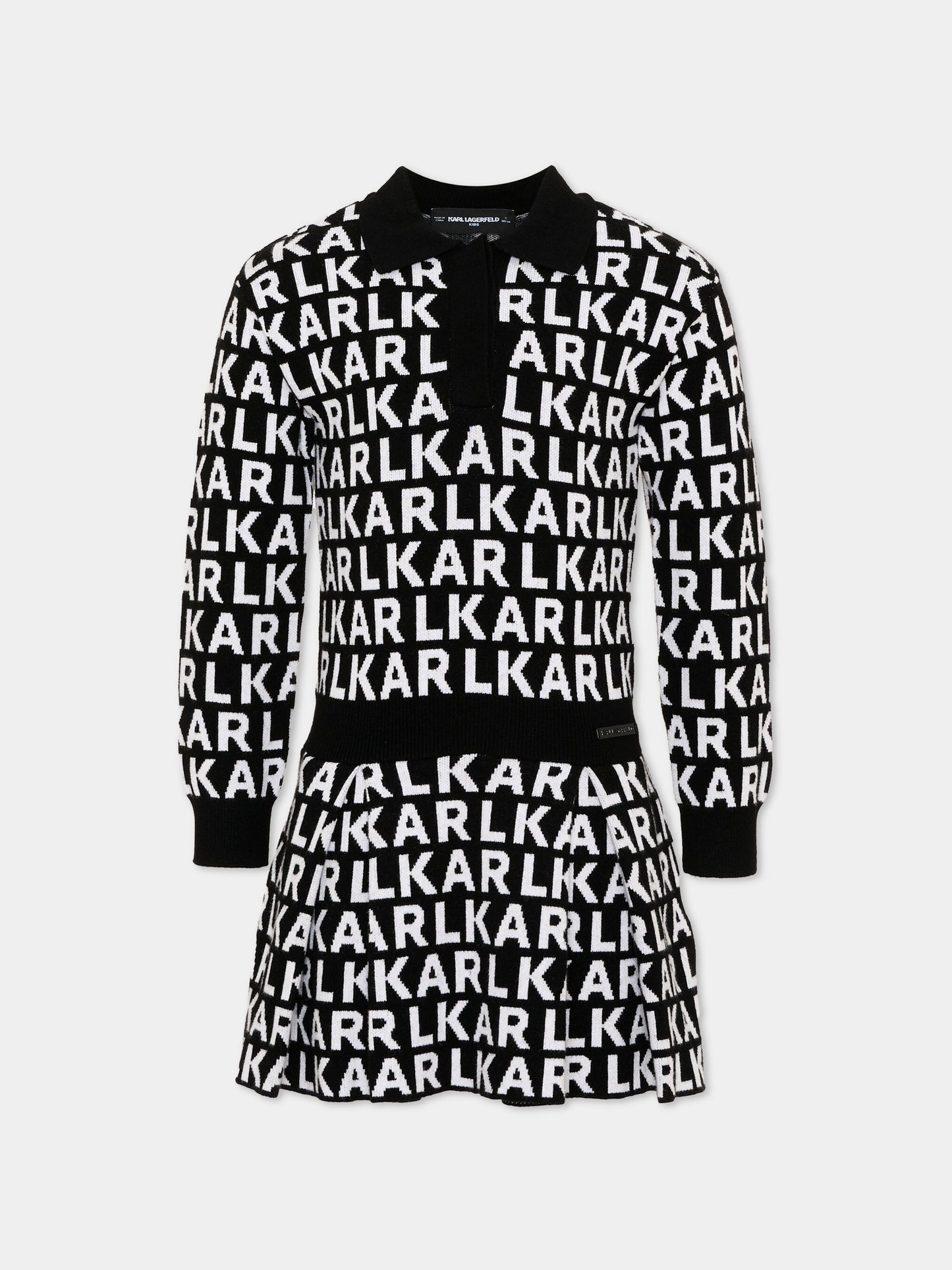 Vestito nero per bambina con logo,Karl Lagerfeld Kids,Z31338 M41