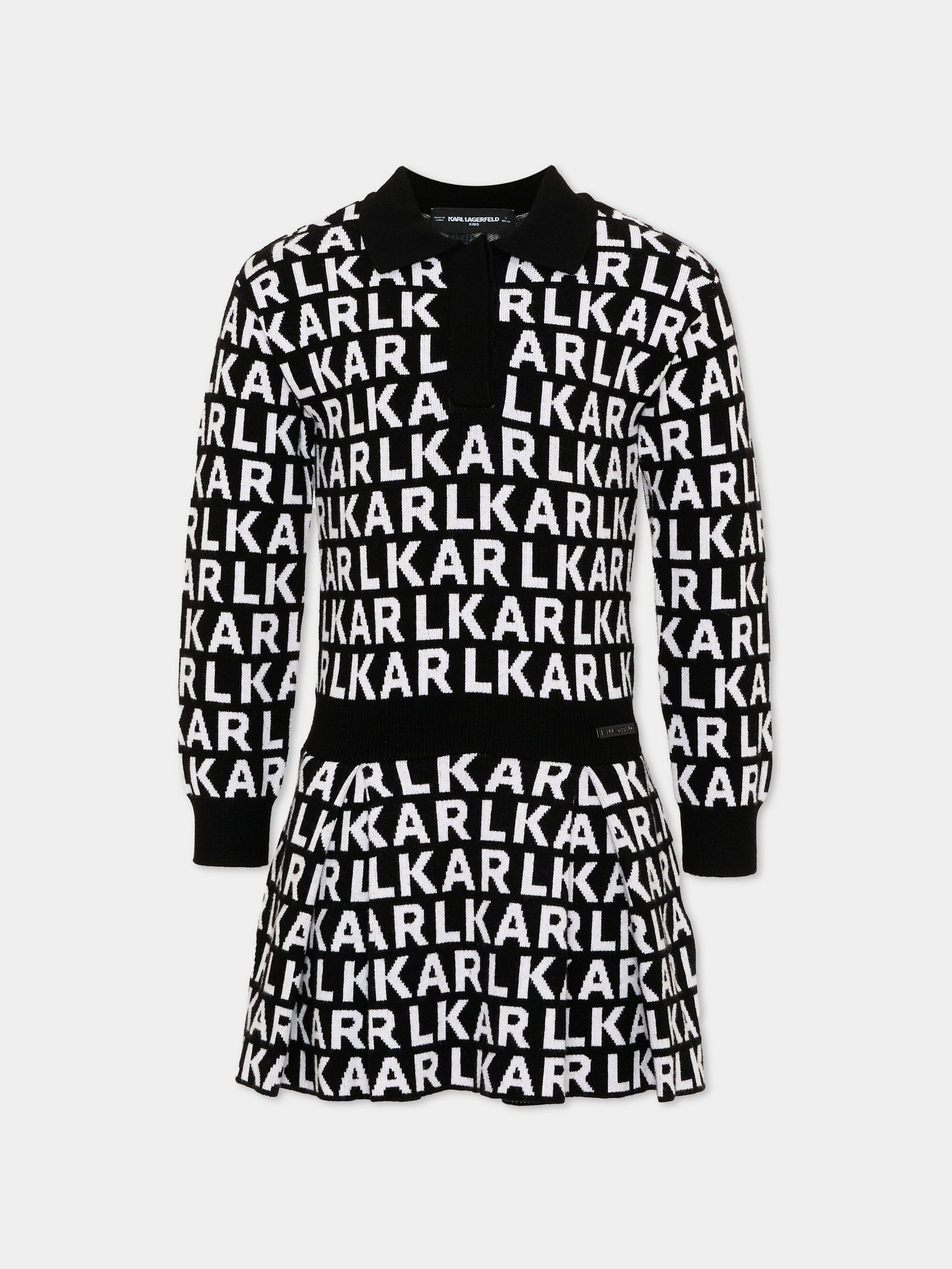 Vestito nero per bambina con logo,Karl Lagerfeld Kids,Z31338 M41