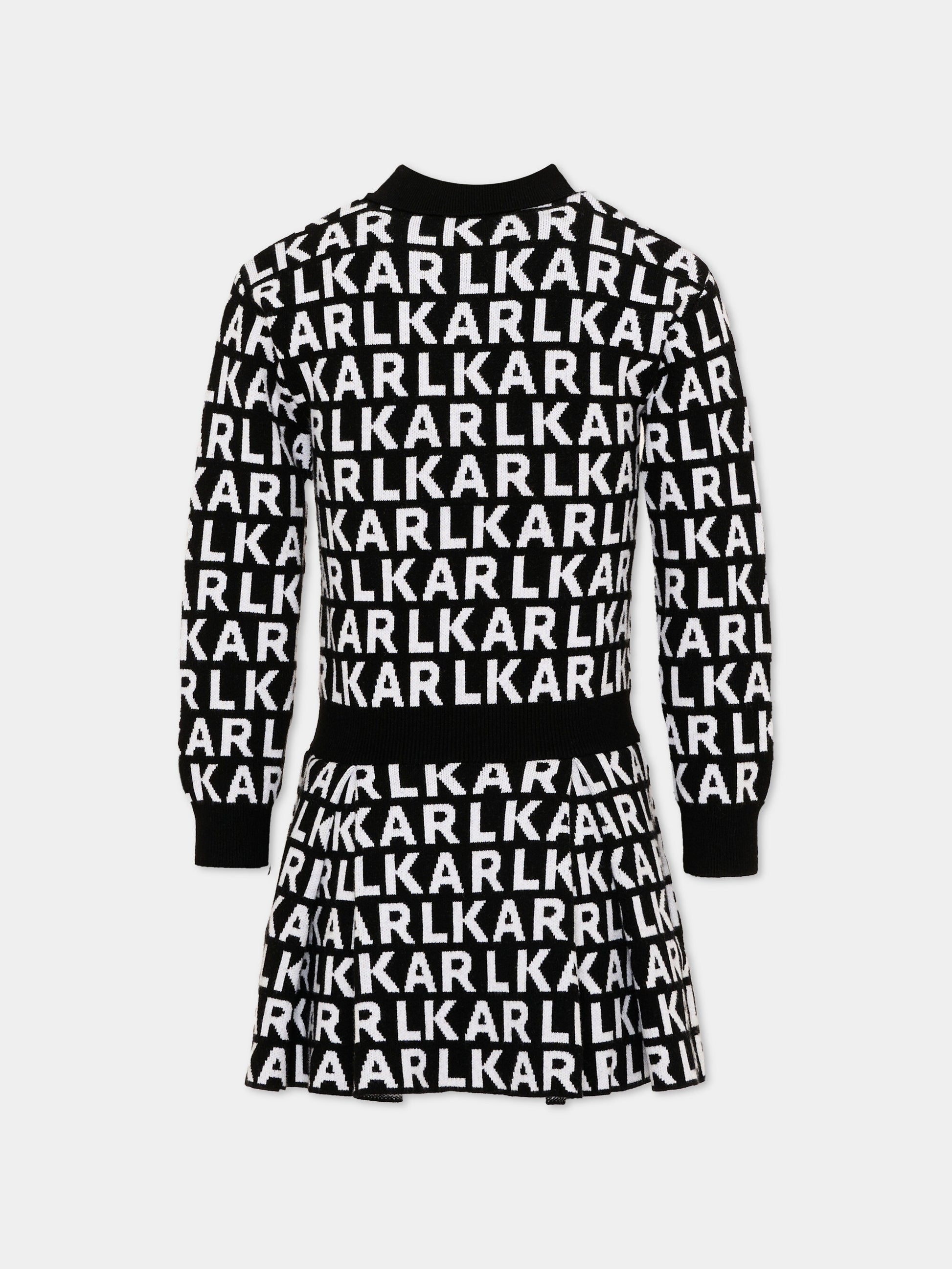 Vestito nero per bambina con logo,Karl Lagerfeld Kids,Z31338 M41