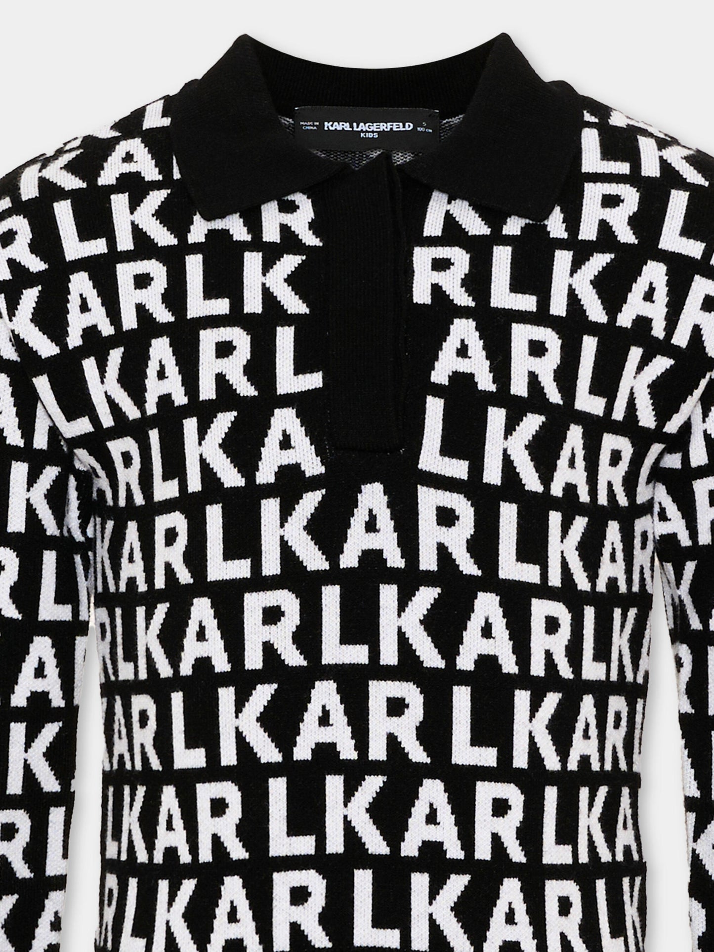 Vestito nero per bambina con logo,Karl Lagerfeld Kids,Z31338 M41