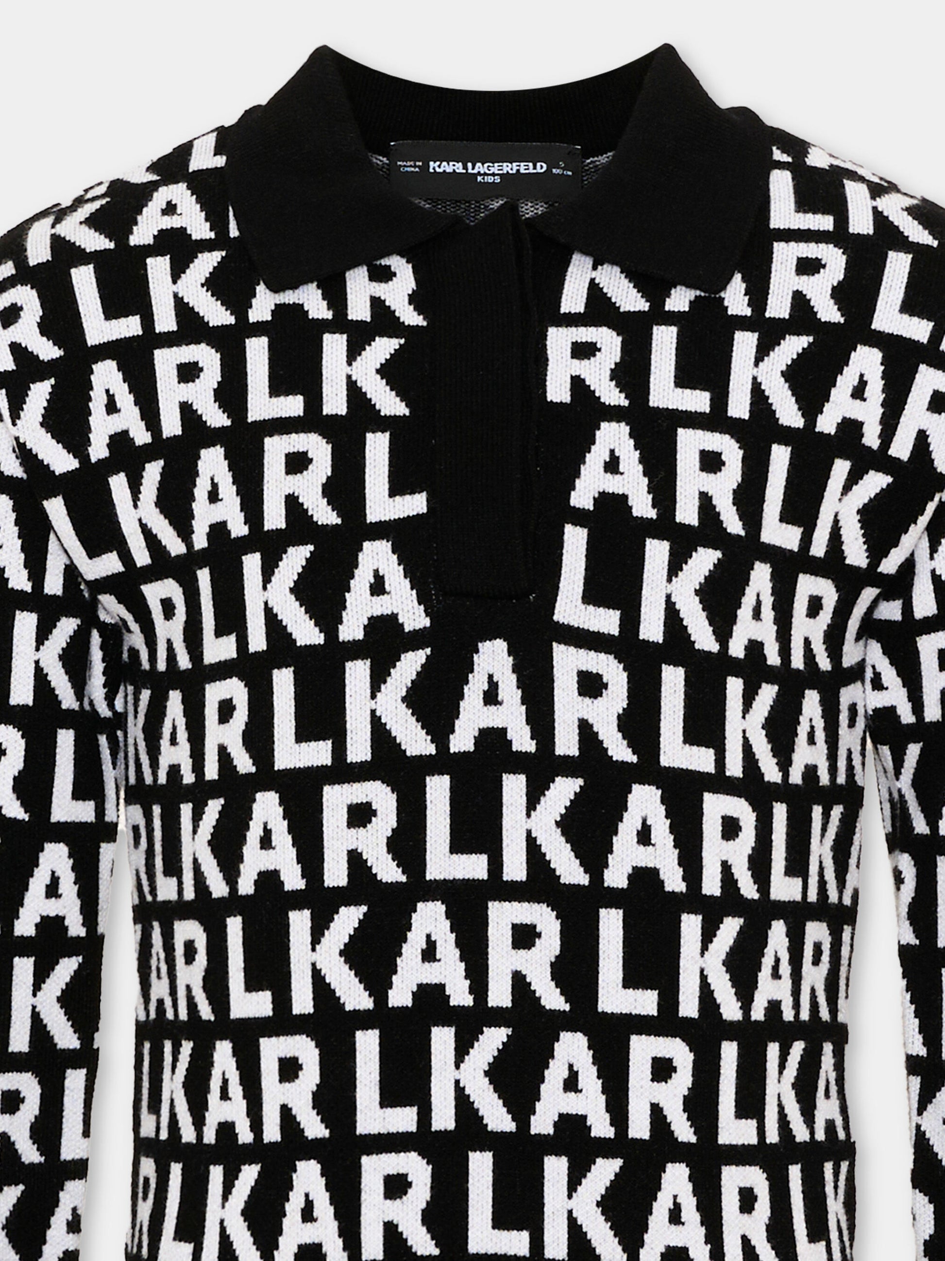Vestito nero per bambina con logo,Karl Lagerfeld Kids,Z31338 M41