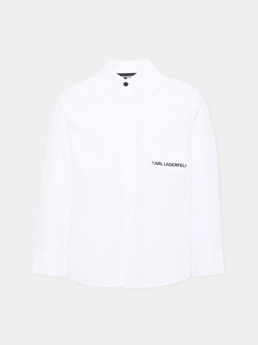 Camicia bianca per bambino con logo,Karl Lagerfeld Kids,Z31378 10P