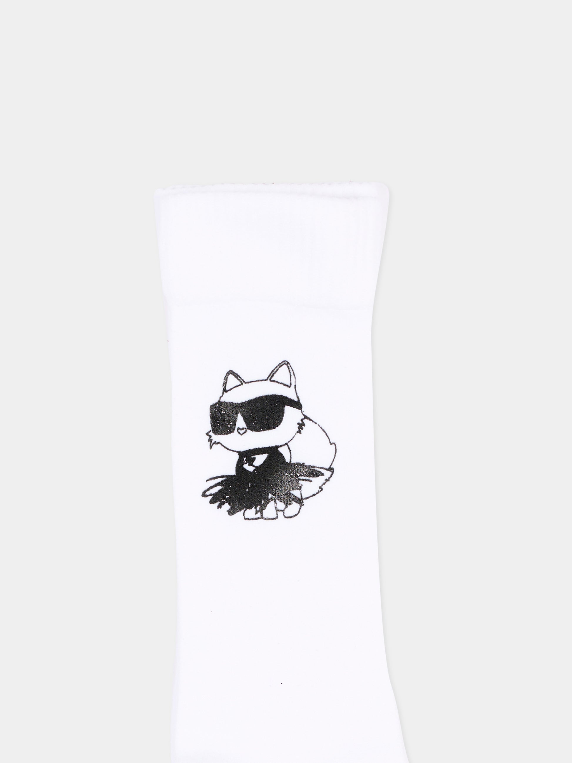 Calzino bianco per bambina con Choupette,Karl Lagerfeld Kids,Z31450 10P
