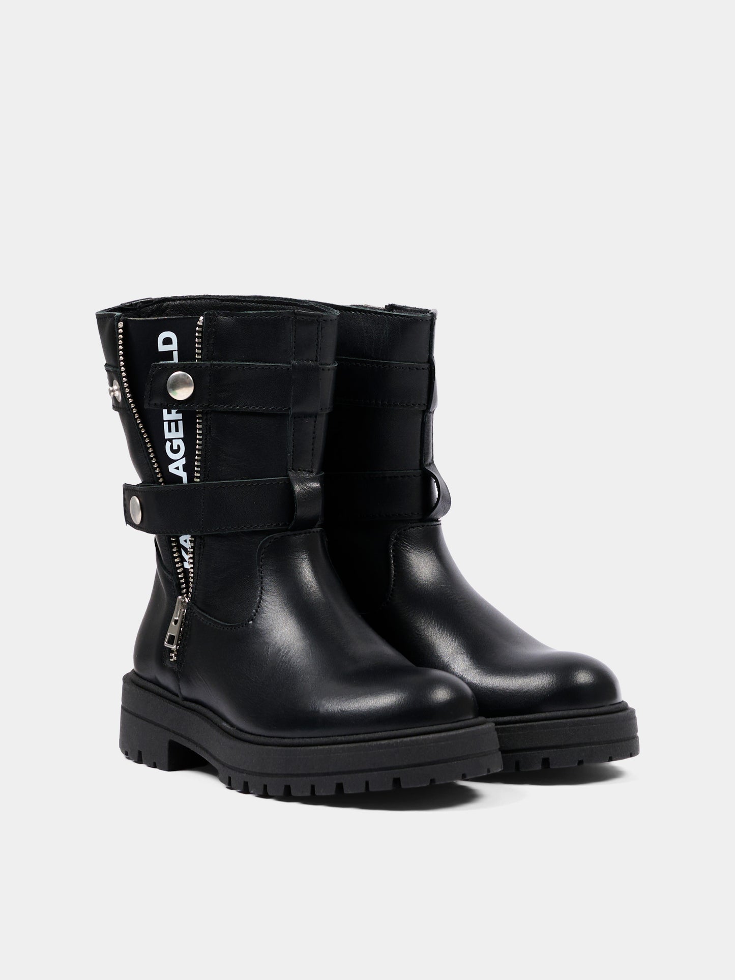 Stivali neri per bambina con zip,Karl Lagerfeld Kids,Z31454 09B
