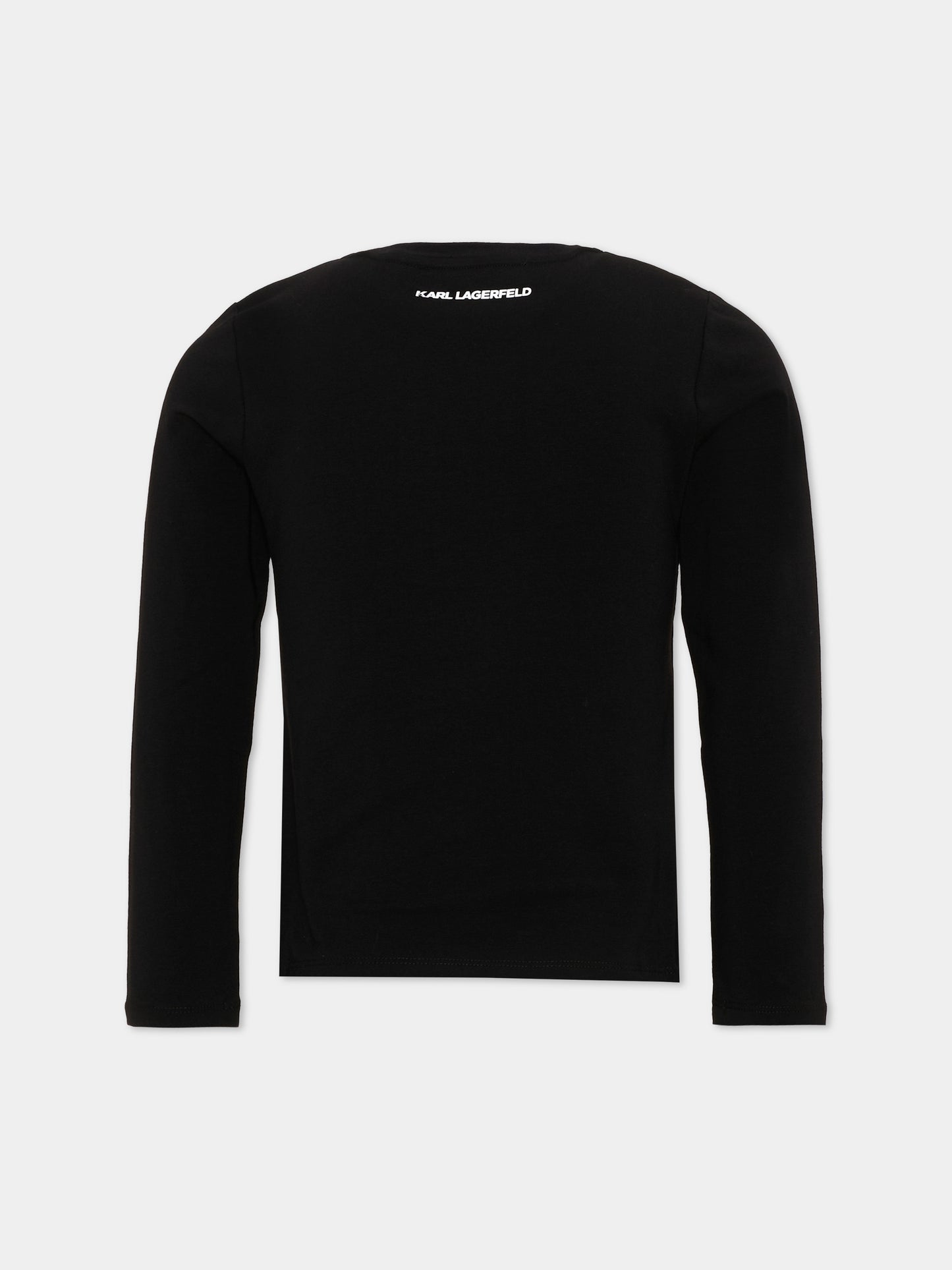 T-Shirt nera per bambina con Ikonik Karl,Karl Lagerfeld Kids,Z31463 09B