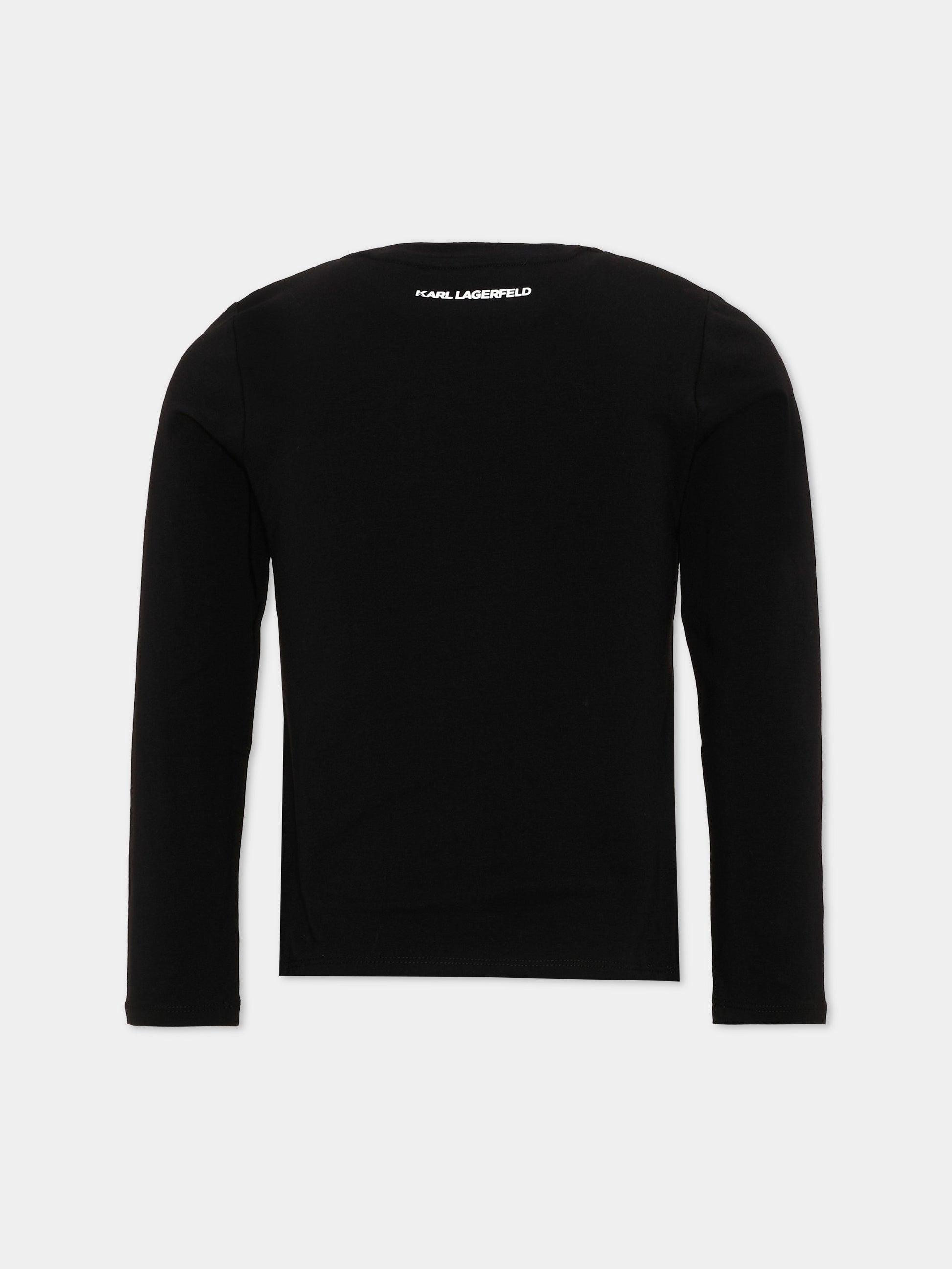 T-Shirt nera per bambina con Ikonik Karl,Karl Lagerfeld Kids,Z31463 09B