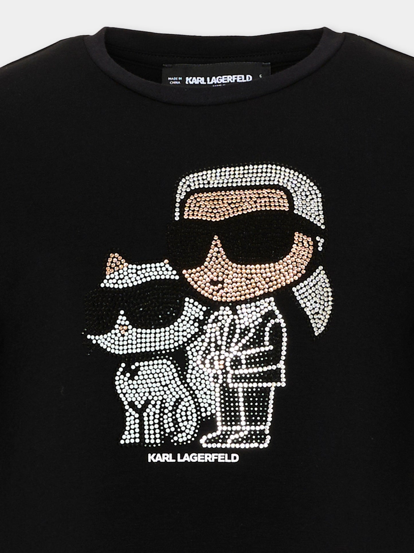 T-Shirt nera per bambina con Ikonik Karl,Karl Lagerfeld Kids,Z31463 09B