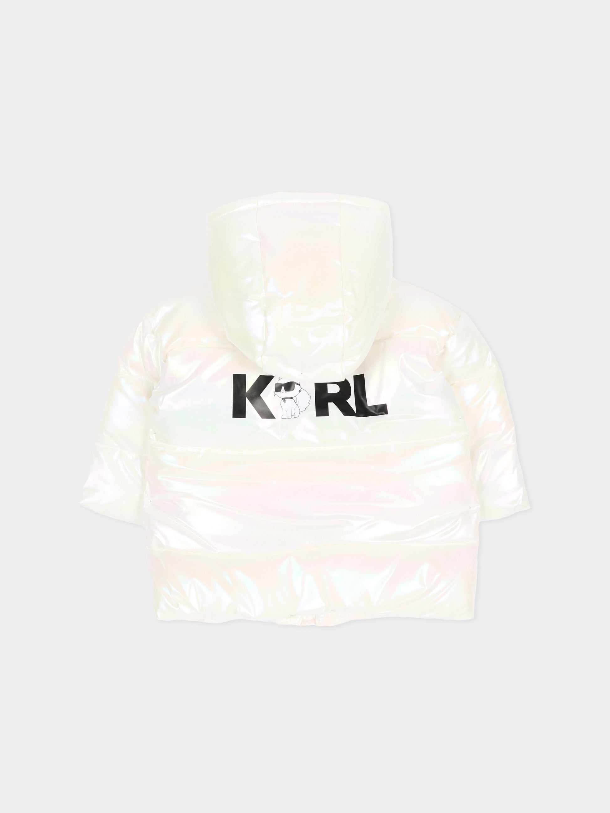 Piumino bianco per neonata con logo,Karl Lagerfeld Kids,Z31481 N57