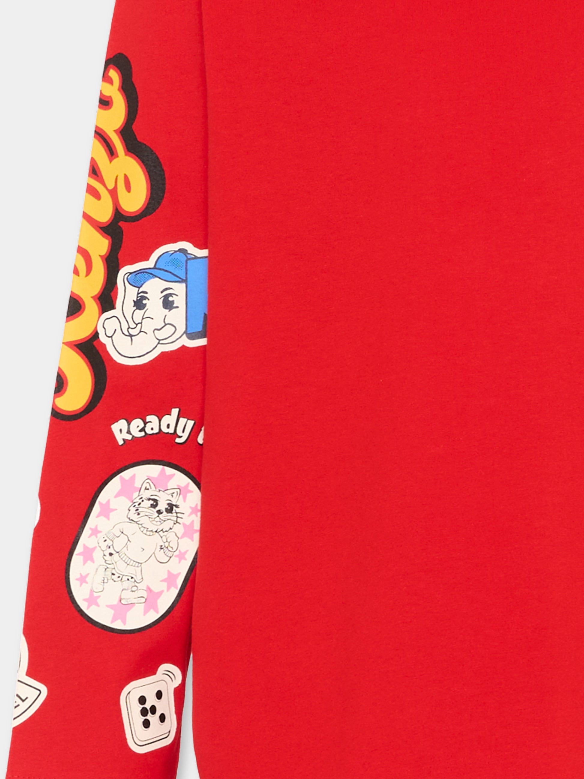 T-Shirt rossa per bambini con patch logo,Kenzo Kids,K61899 990