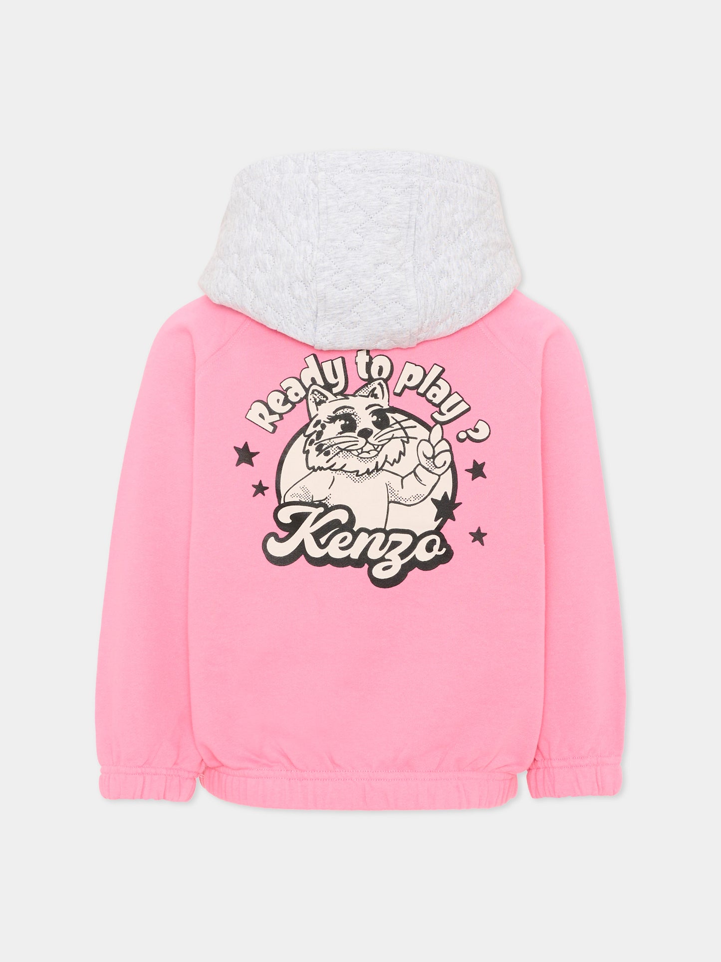 Felpa rosa per bambina con logo,Kenzo Kids,K61913 45A