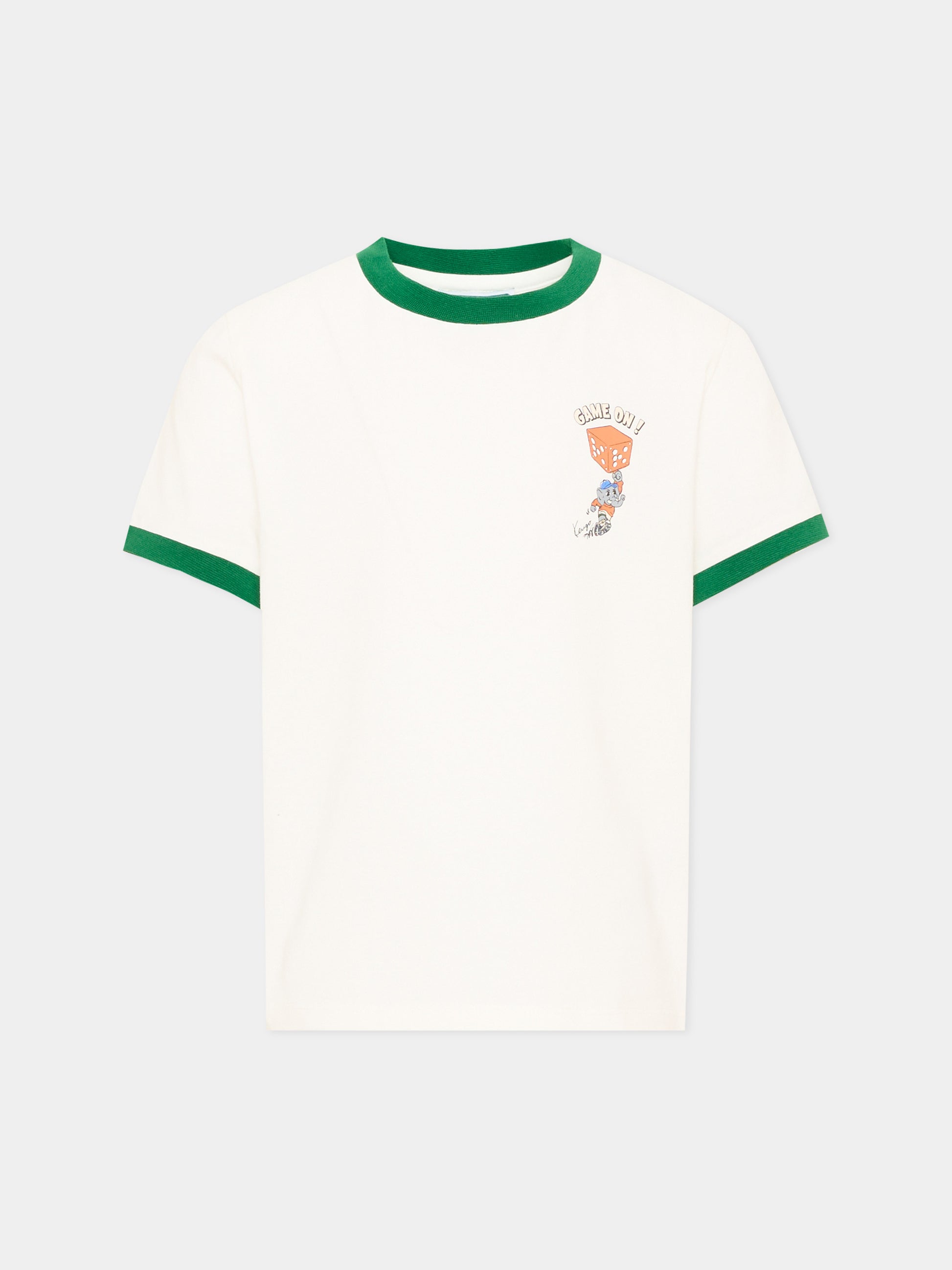 T-Shirt avorio per bambino con elefante,Kenzo Kids,K61930 117