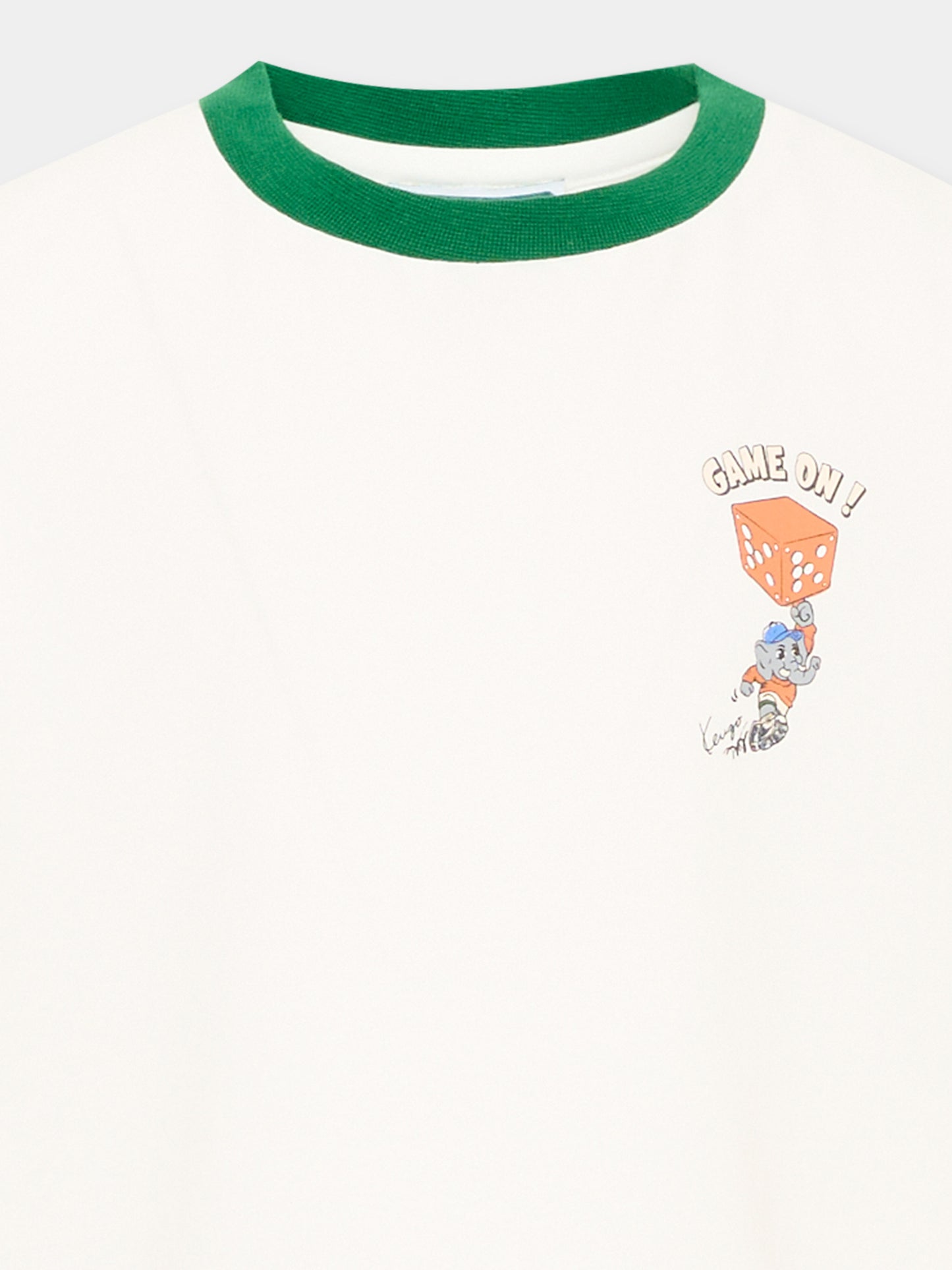T-Shirt avorio per bambino con elefante,Kenzo Kids,K61930 117