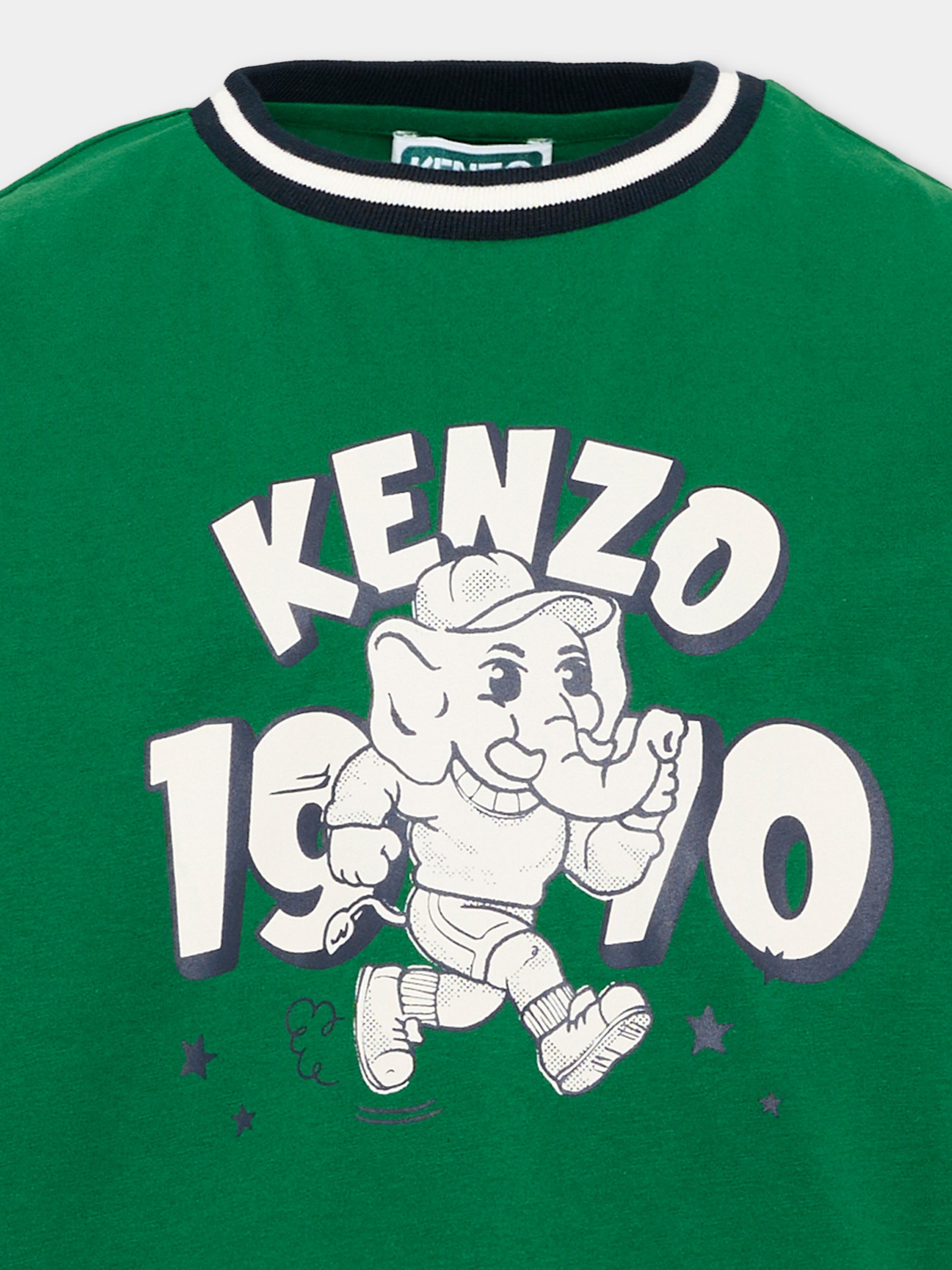 T-shirt verde per bambino con logo,Kenzo Kids,K61931 651