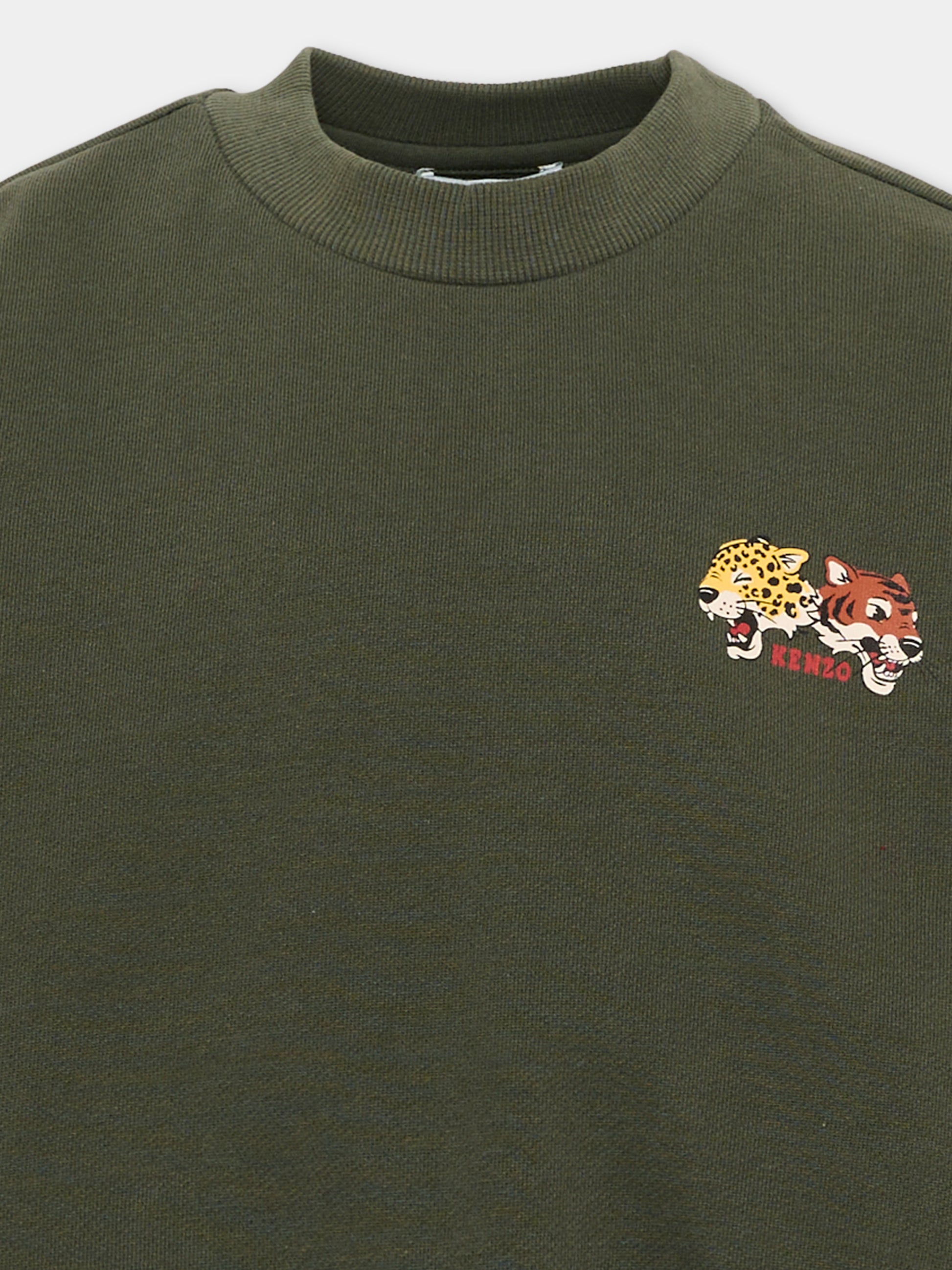 Felpa verde per bambini con logo,Kenzo Kids,K61940 64Q