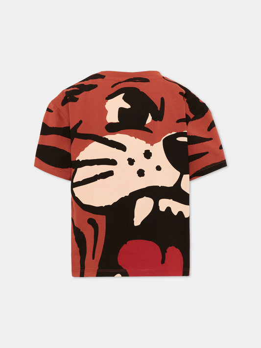 T-shirt bordeaux per bambini con tigre,Kenzo Kids,K61941 Q50
