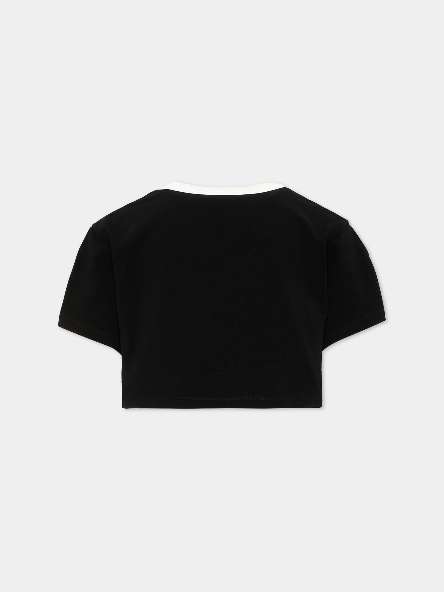 T-shirt nera per bambina con logo,Kenzo Kids,K62004 09B