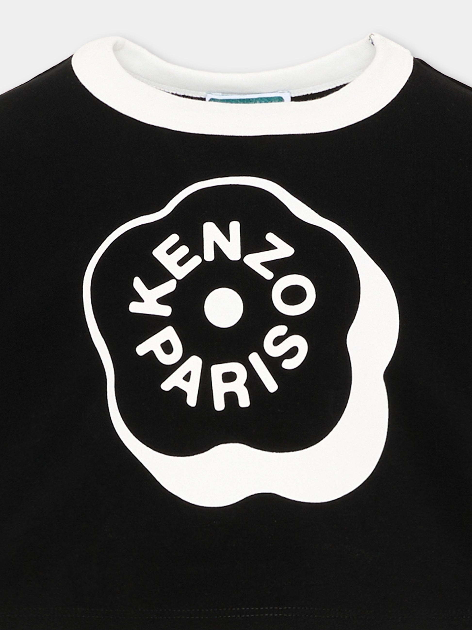 T-shirt nera per bambina con logo,Kenzo Kids,K62004 09B