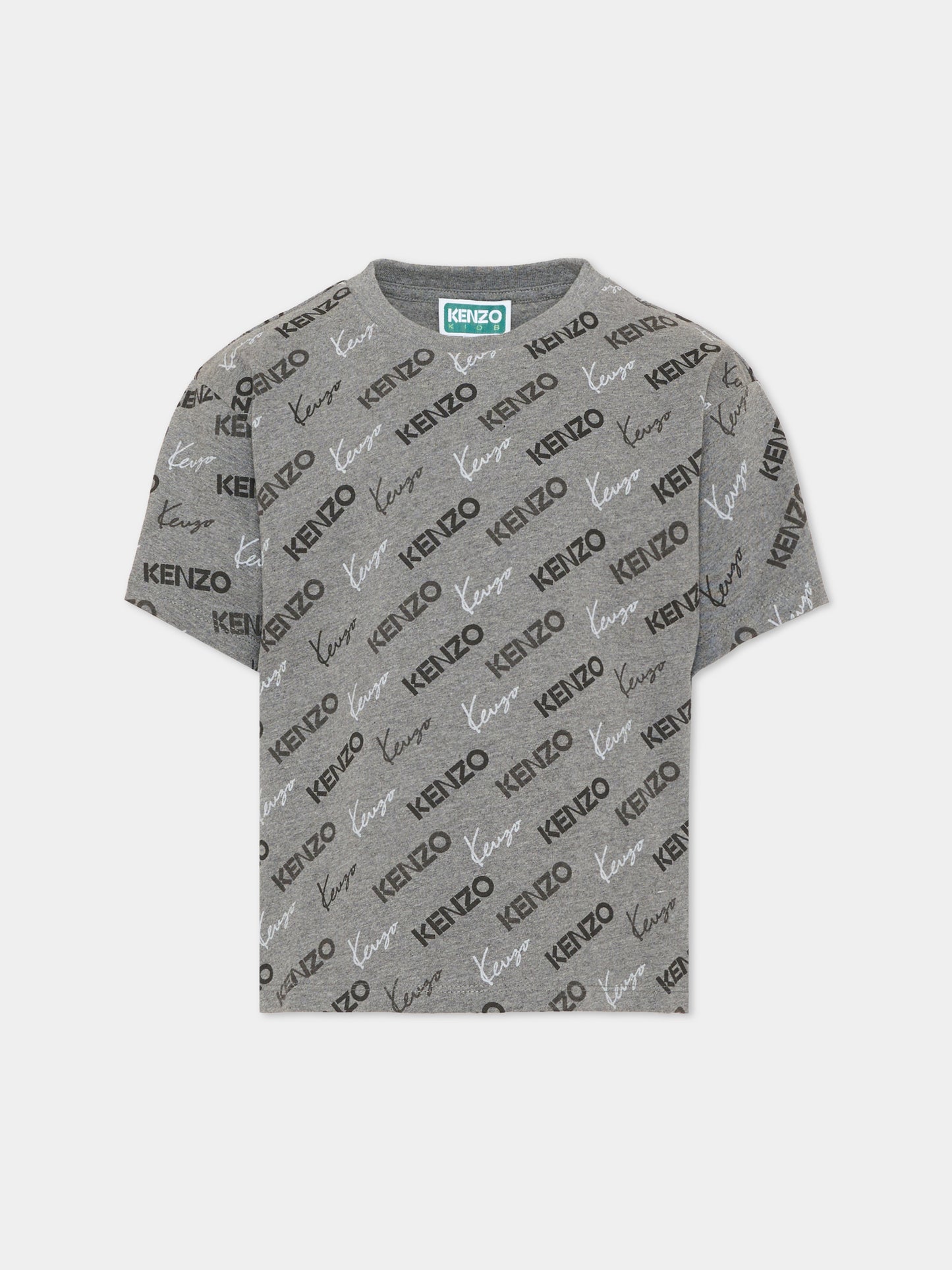 T-shirt a manica corta grigia per bambino con logo,Kenzo Kids,K62013 A29