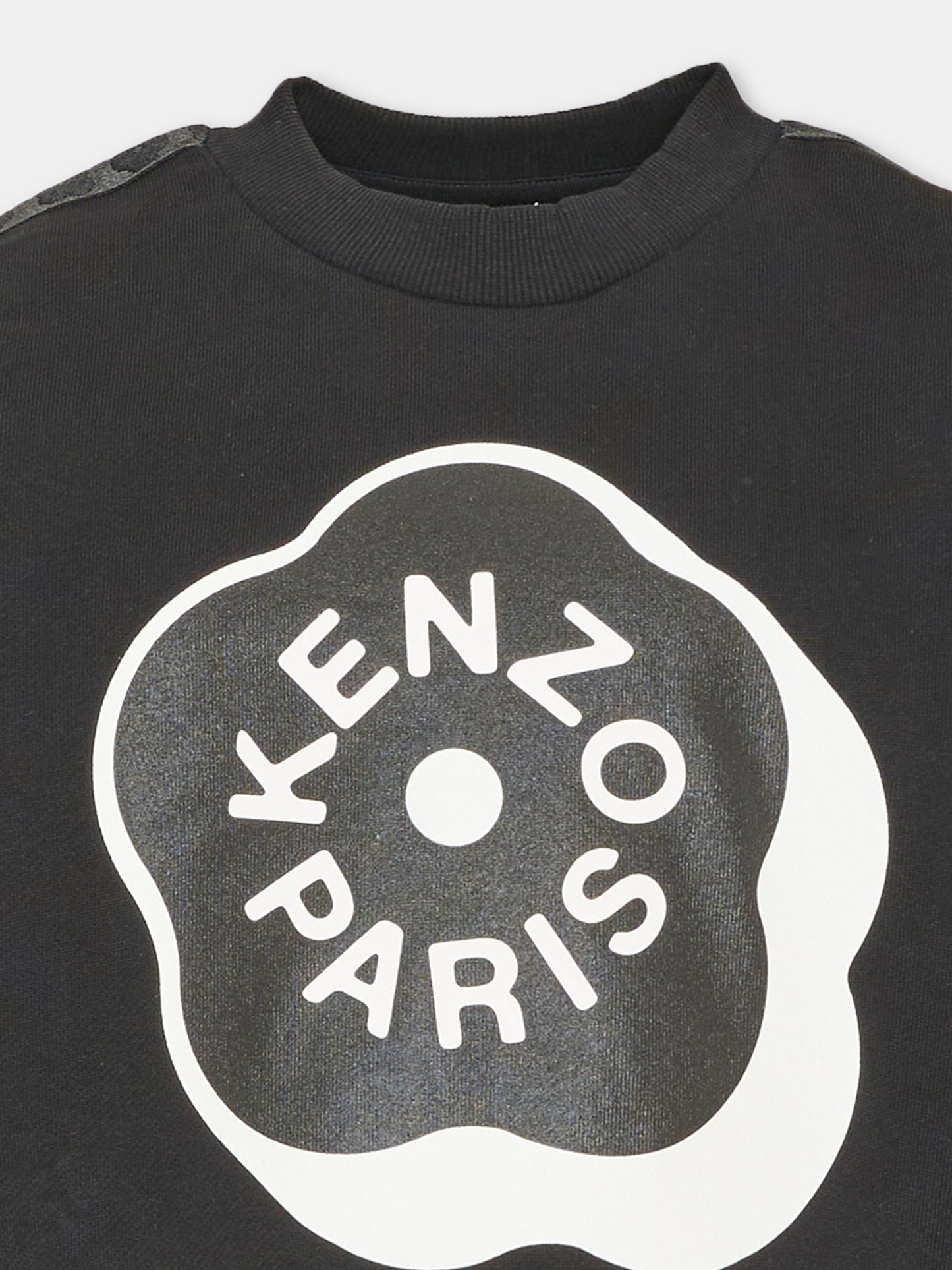 Felpa girocollo nera per bambina con stampa,Kenzo Kids,K62016 09B