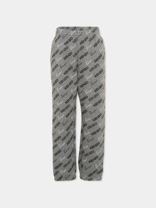 Pantalone grigio per bambino con logo,Kenzo Kids,K62028 A29