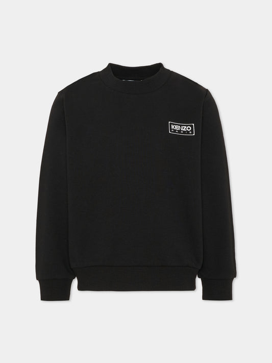 Felpa girocollo nera per bambini con logo,Kenzo Kids,K62040 09B