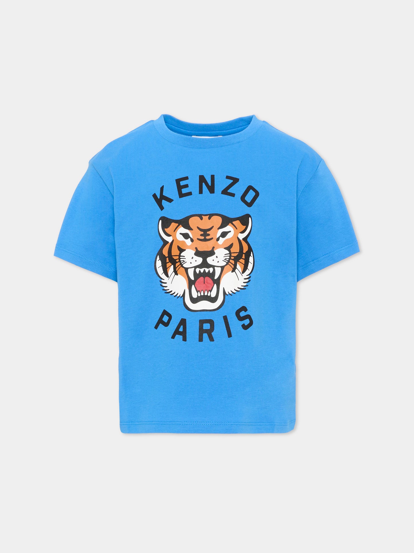 T-shirt celeste per bambino con logo,Kenzo Kids,K62051 86J