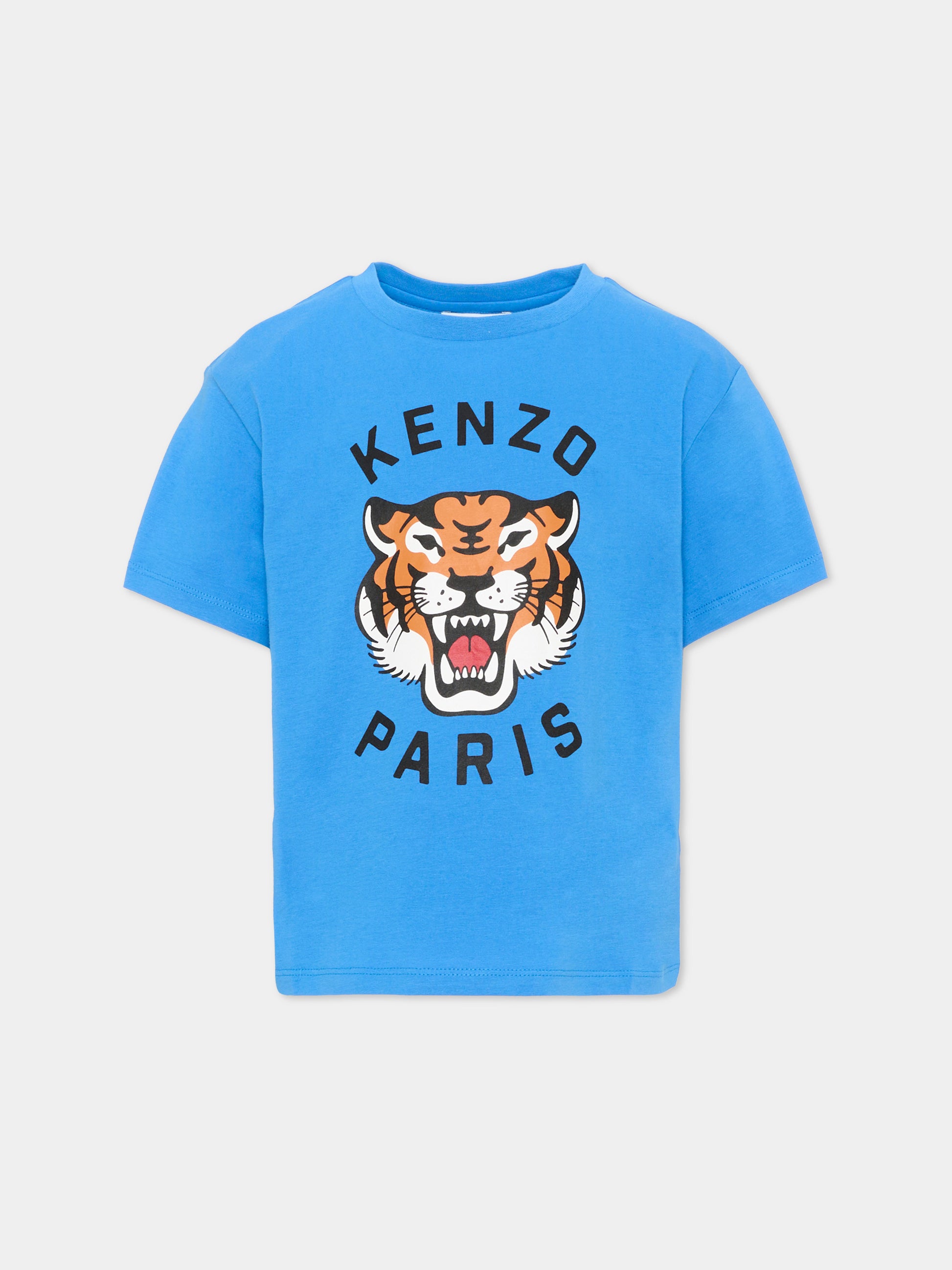 T-shirt celeste per bambino con logo,Kenzo Kids,K62051 86J
