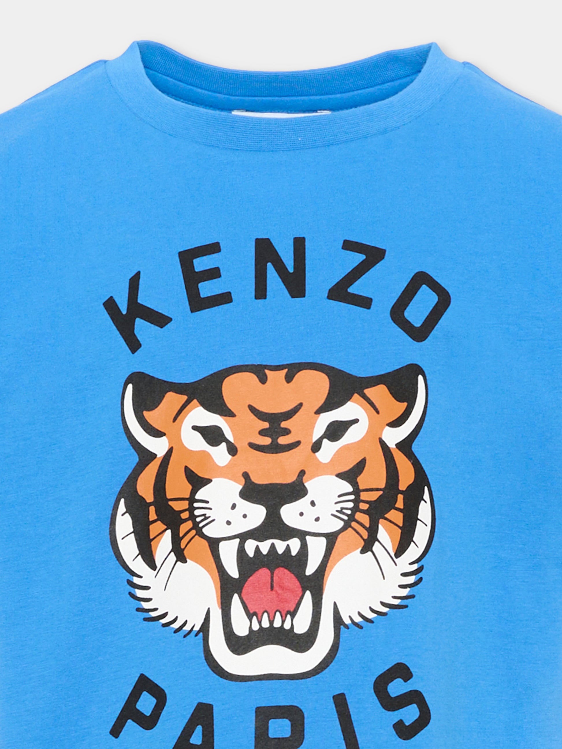 T-shirt celeste per bambino con logo,Kenzo Kids,K62051 86J