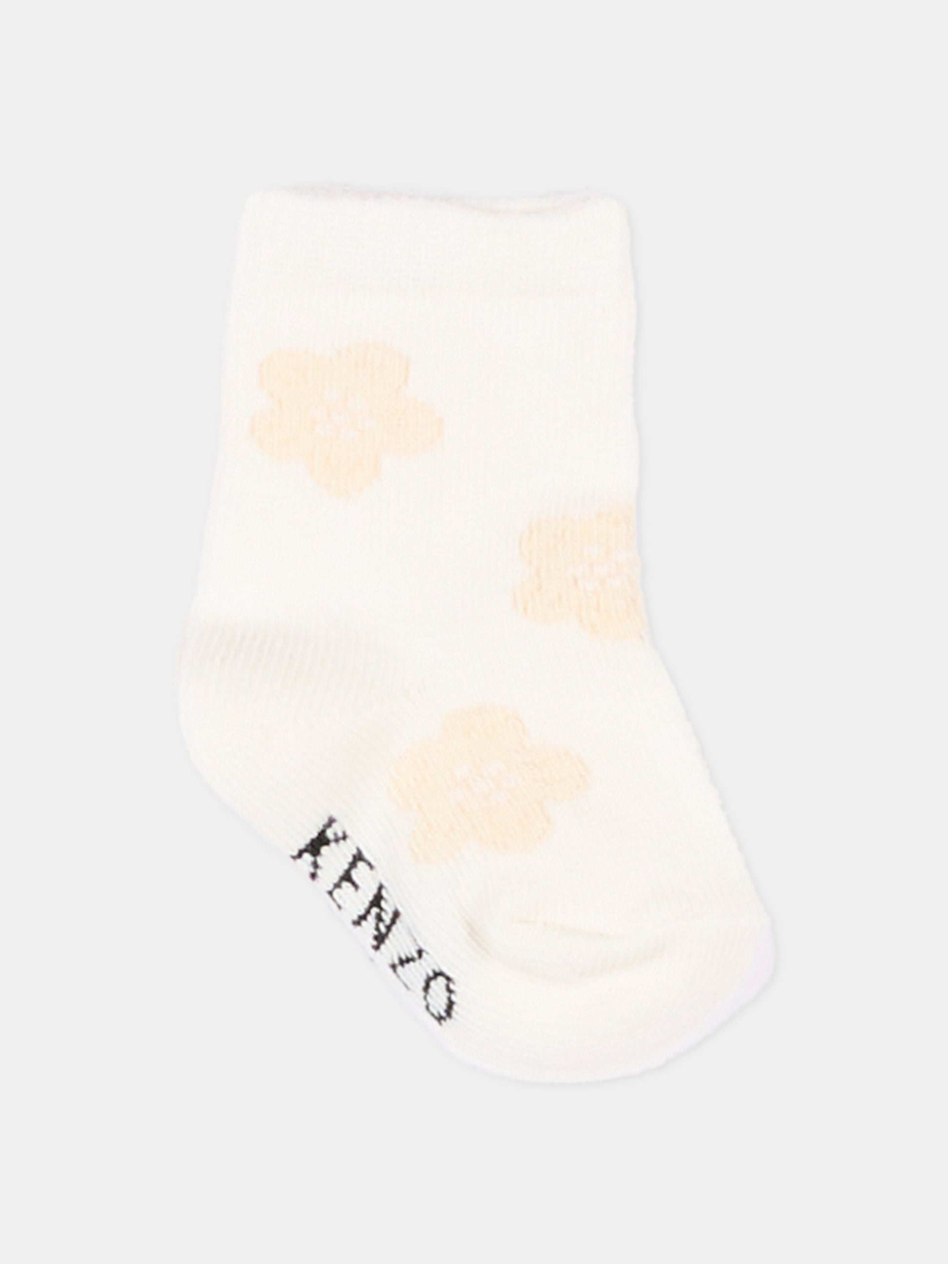 Calzini multicolor per neonata con fiori,Kenzo Kids,K62072 43B