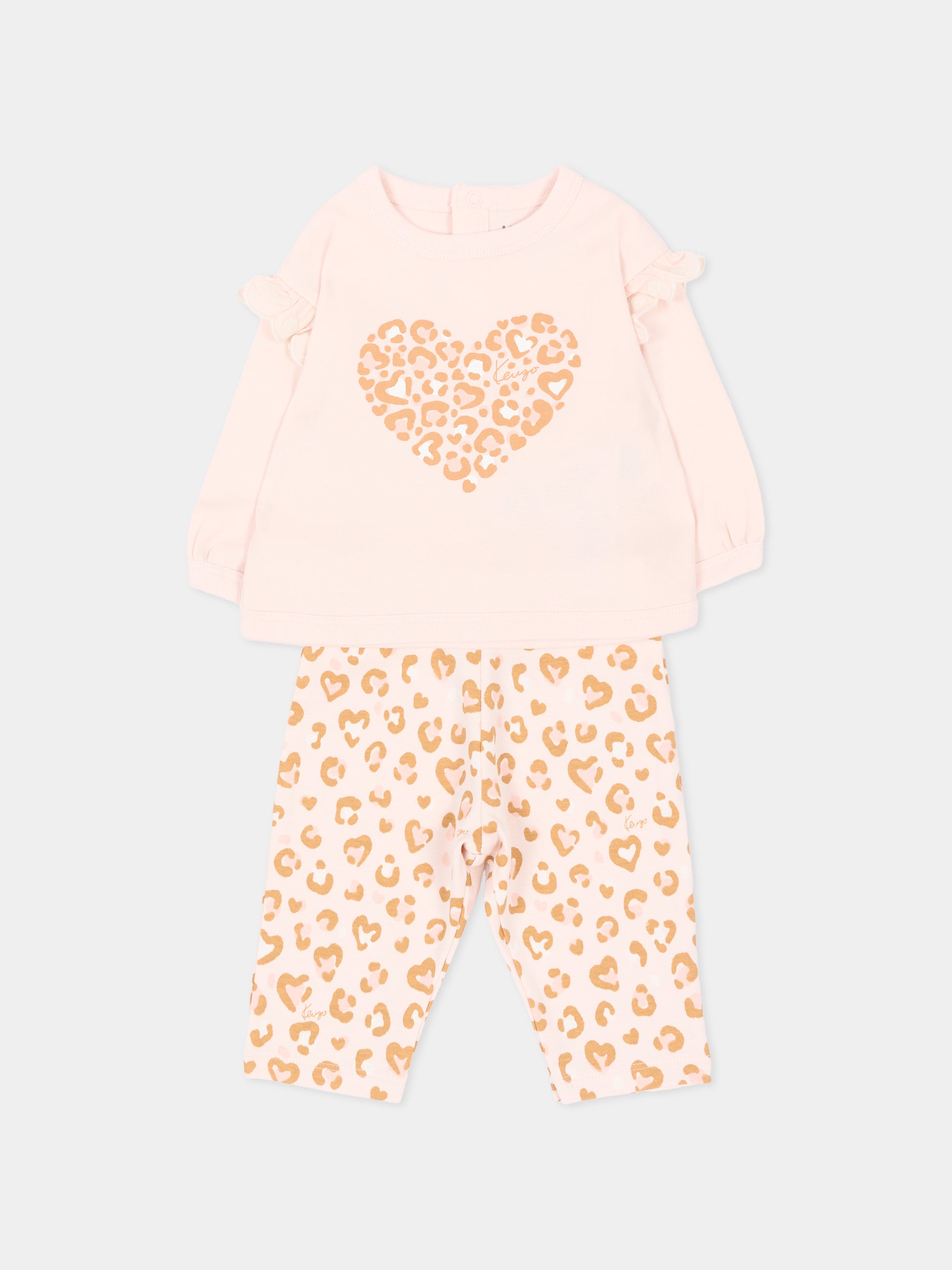 Completo nascita rosa per neonata con cuore,Kenzo Kids,K62096 43B