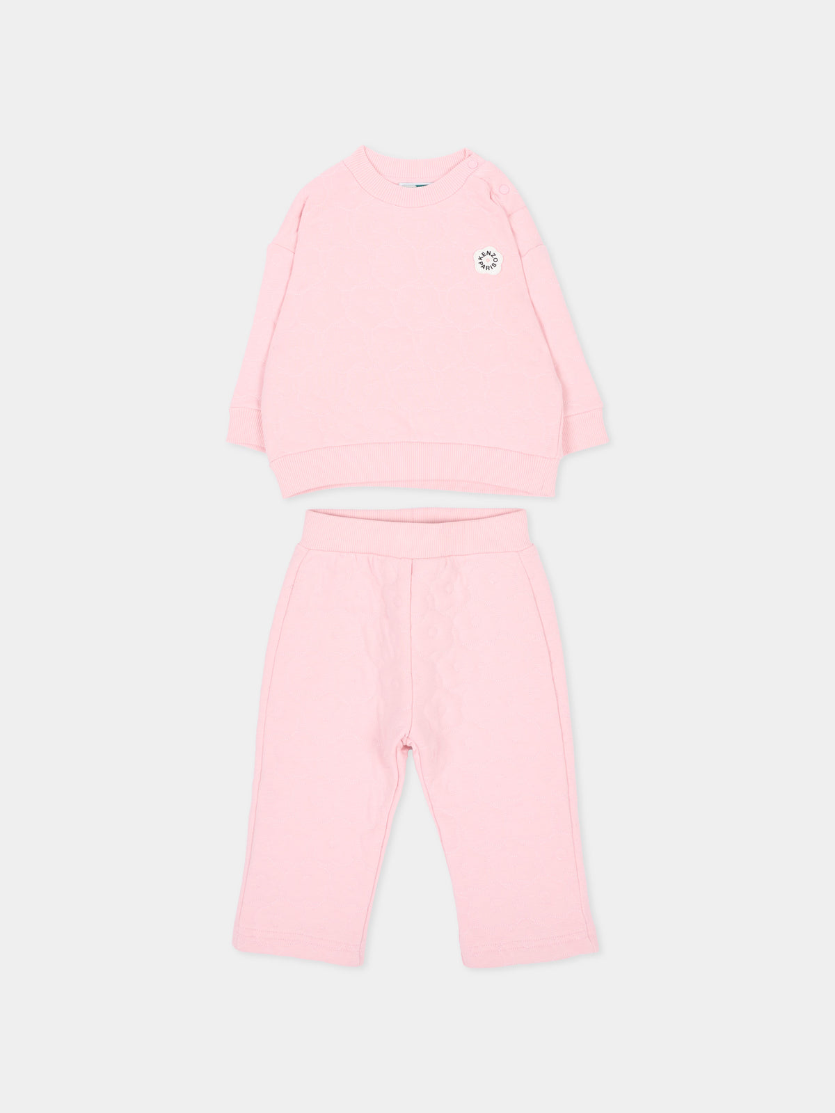 Completo sportivo lungo rosa con logo,Kenzo Kids,K62117 44F