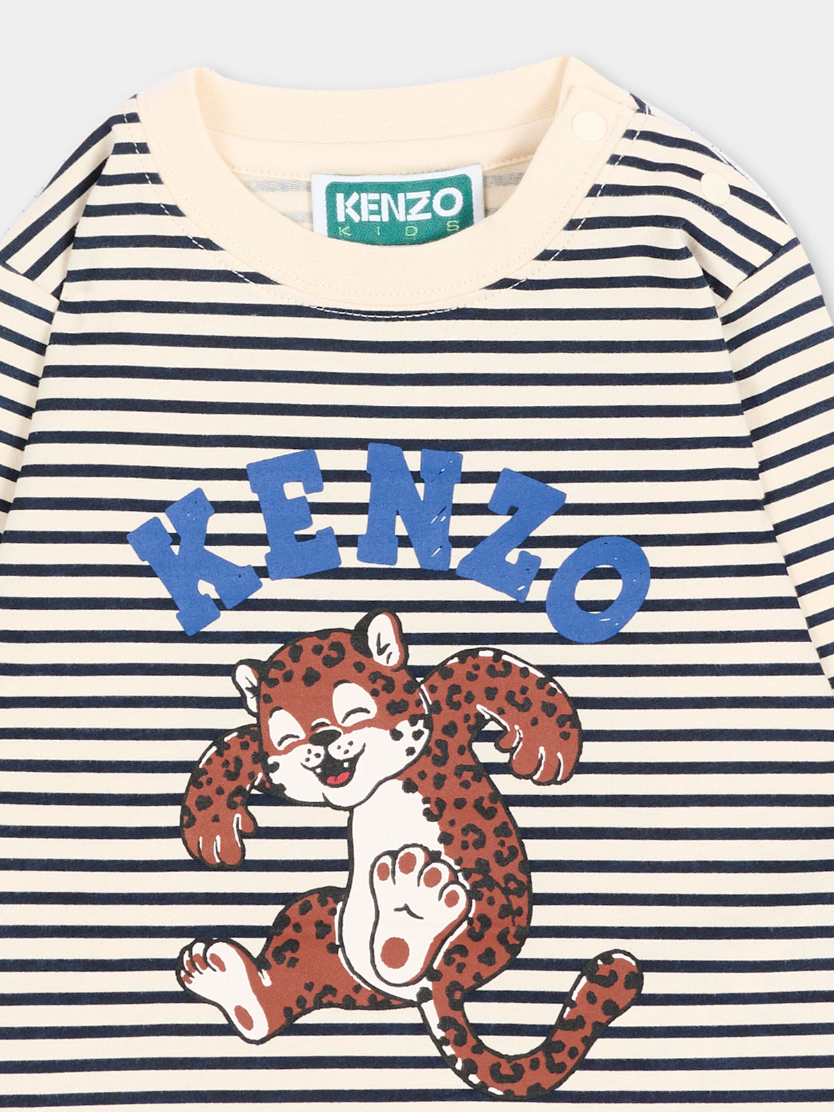 T-shirt a manica lunga blu a righe,Kenzo Kids,K62130 21G