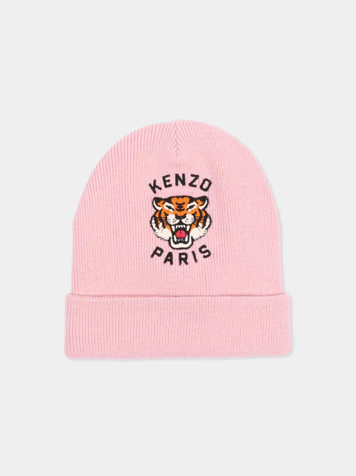 Berretto rosa per bambina con logo,Kenzo Kids,K62156 44F