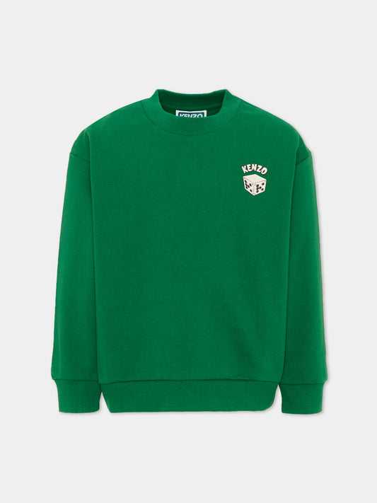 Felpa verde per bambino con elefante,Kenzo Kids,K62163 651