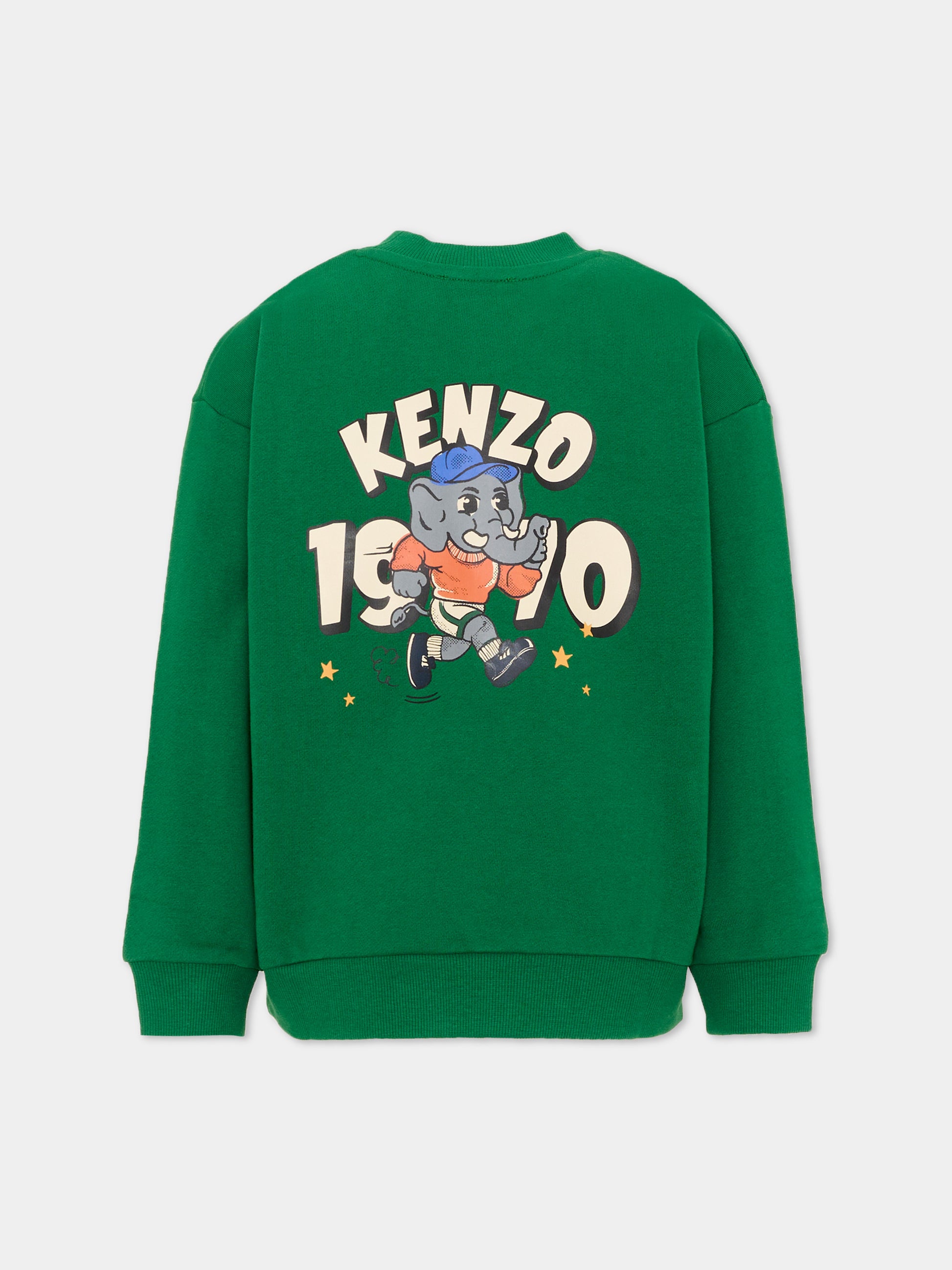 Felpa verde per bambino con elefante,Kenzo Kids,K62163 651