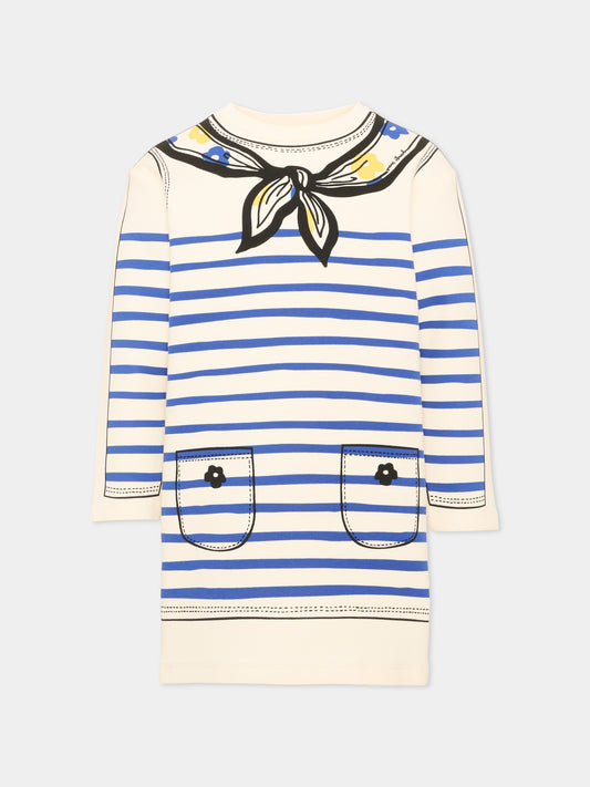 Vestito a manica lunga avorio a righe,Marc Jacobs,W60972 148