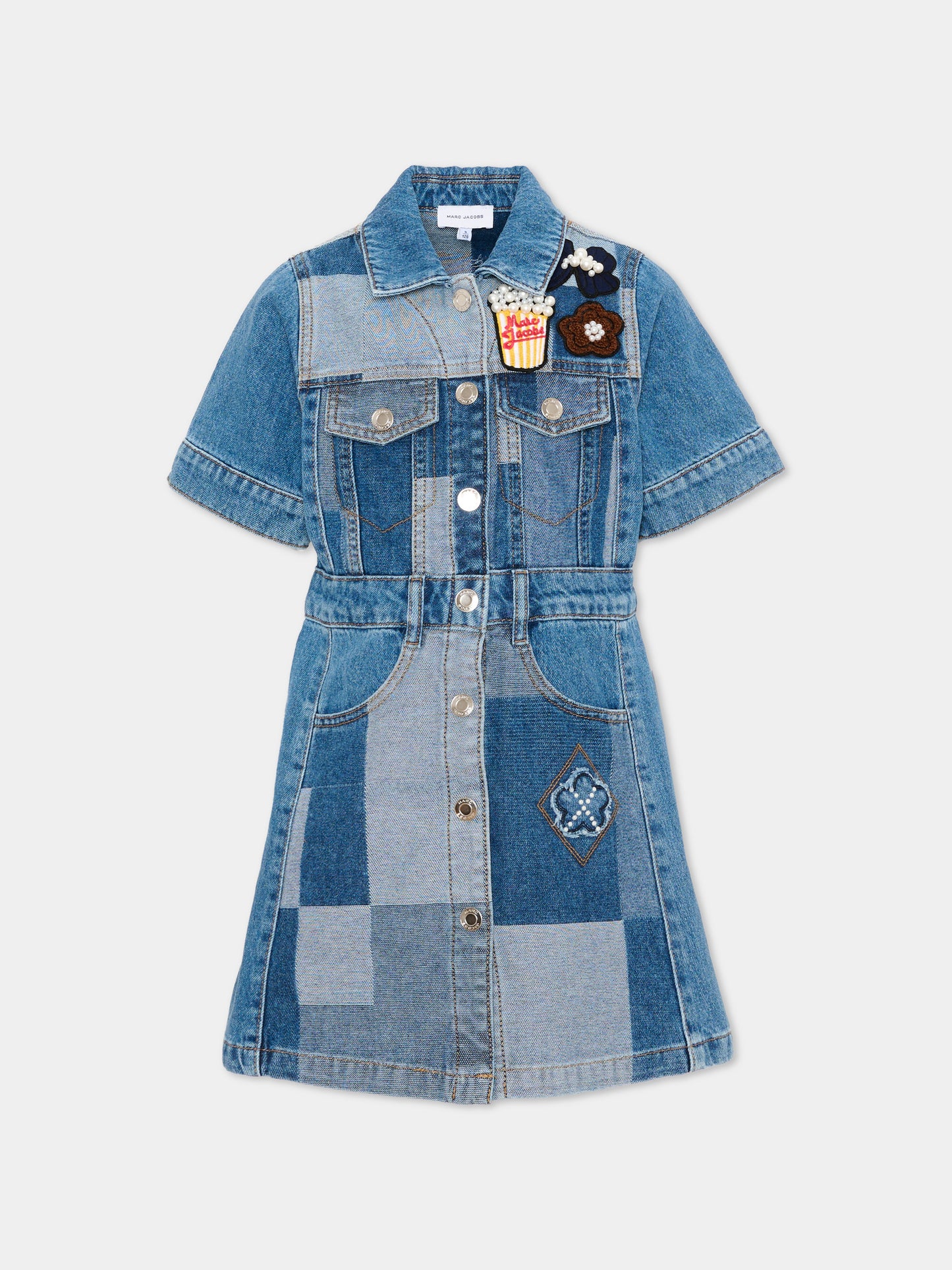 Vestito denim per bambina con patch,Marc Jacobs,W60977 Z10