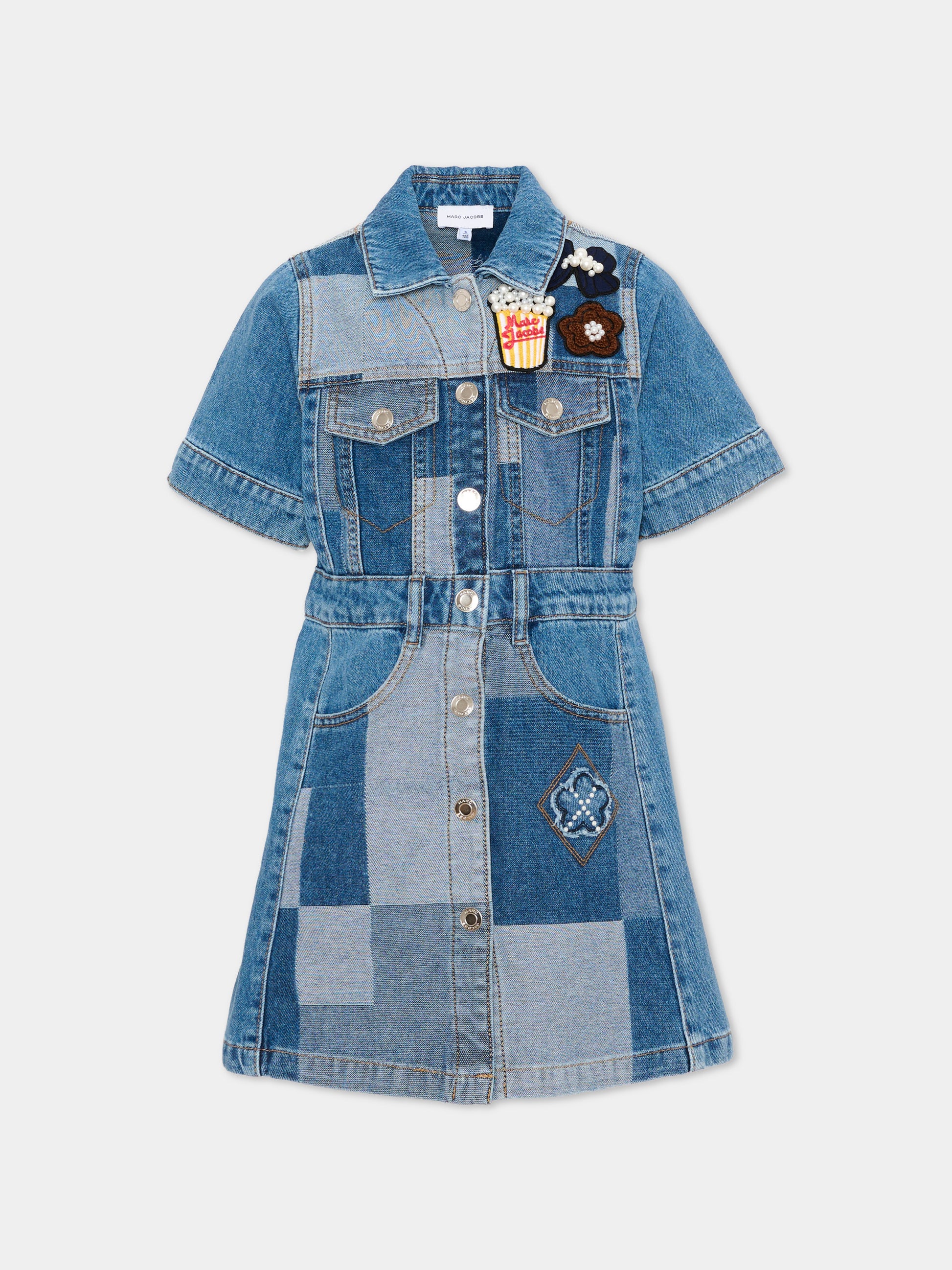 Vestito denim per bambina con patch,Marc Jacobs,W60977 Z10