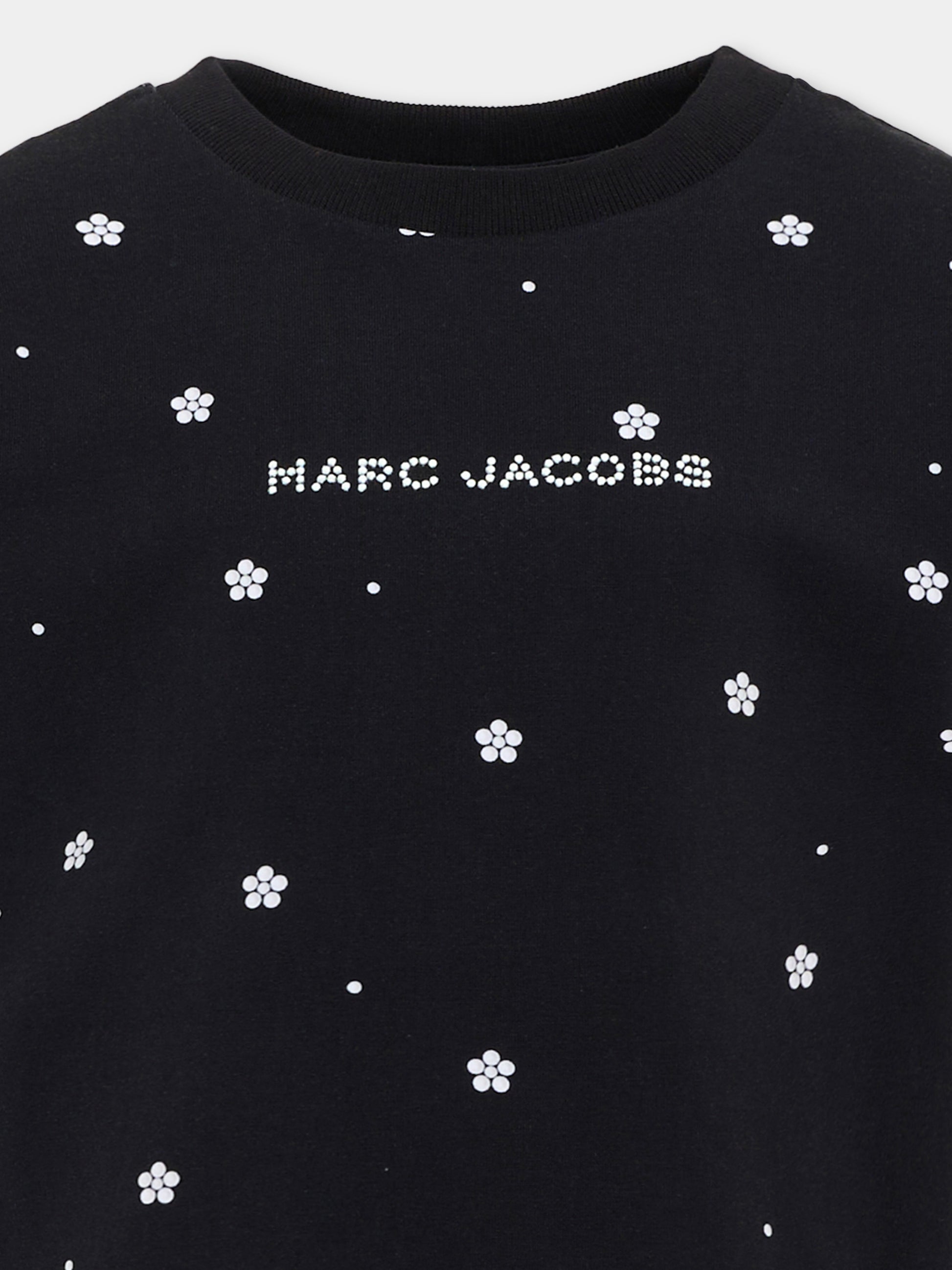 T-shirt nera per bambina con fiori,Marc Jacobs,W60995 09B